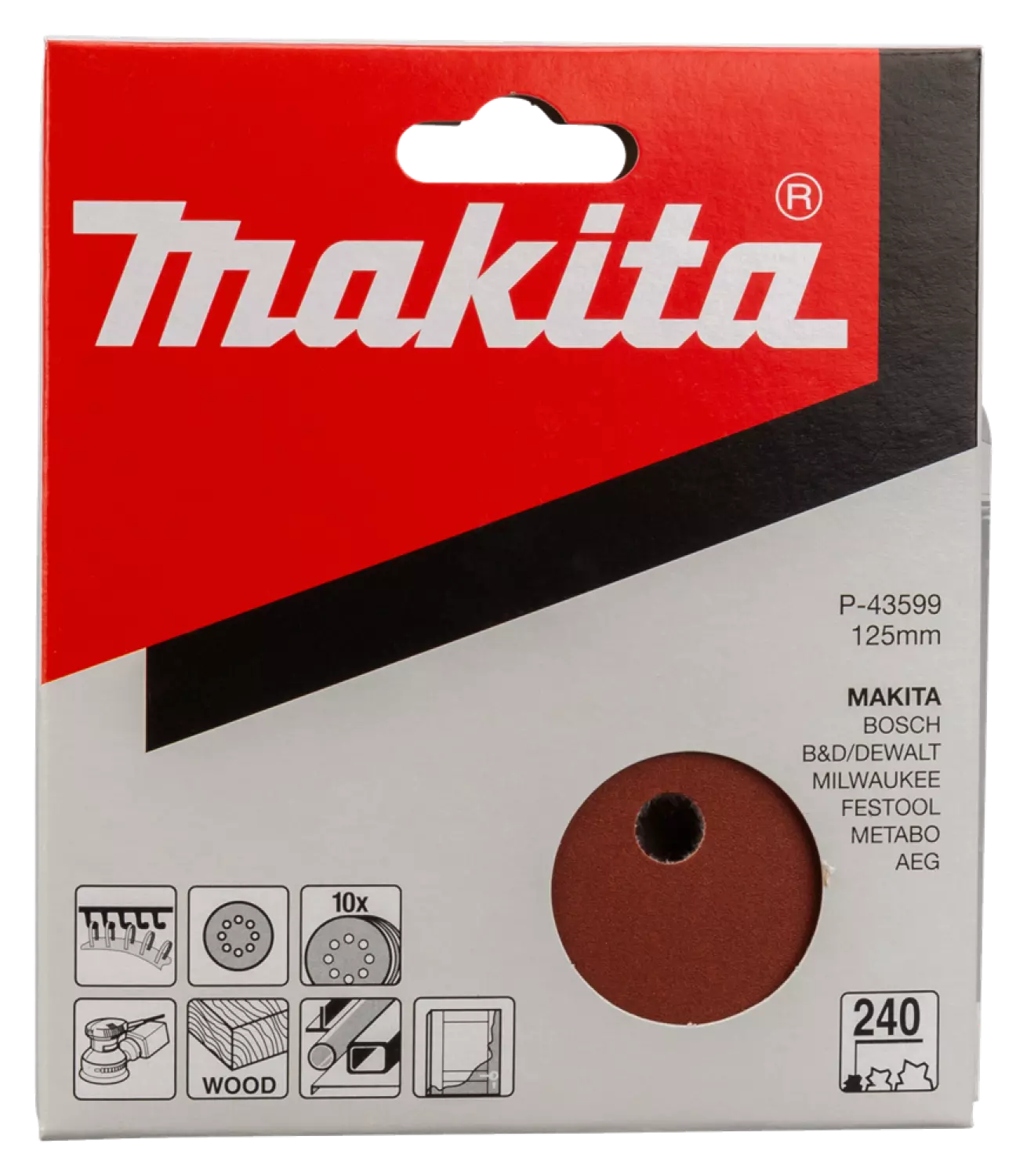 Makita P-43599 Schuurschijf Red - K240 - 125mm (10st)-image