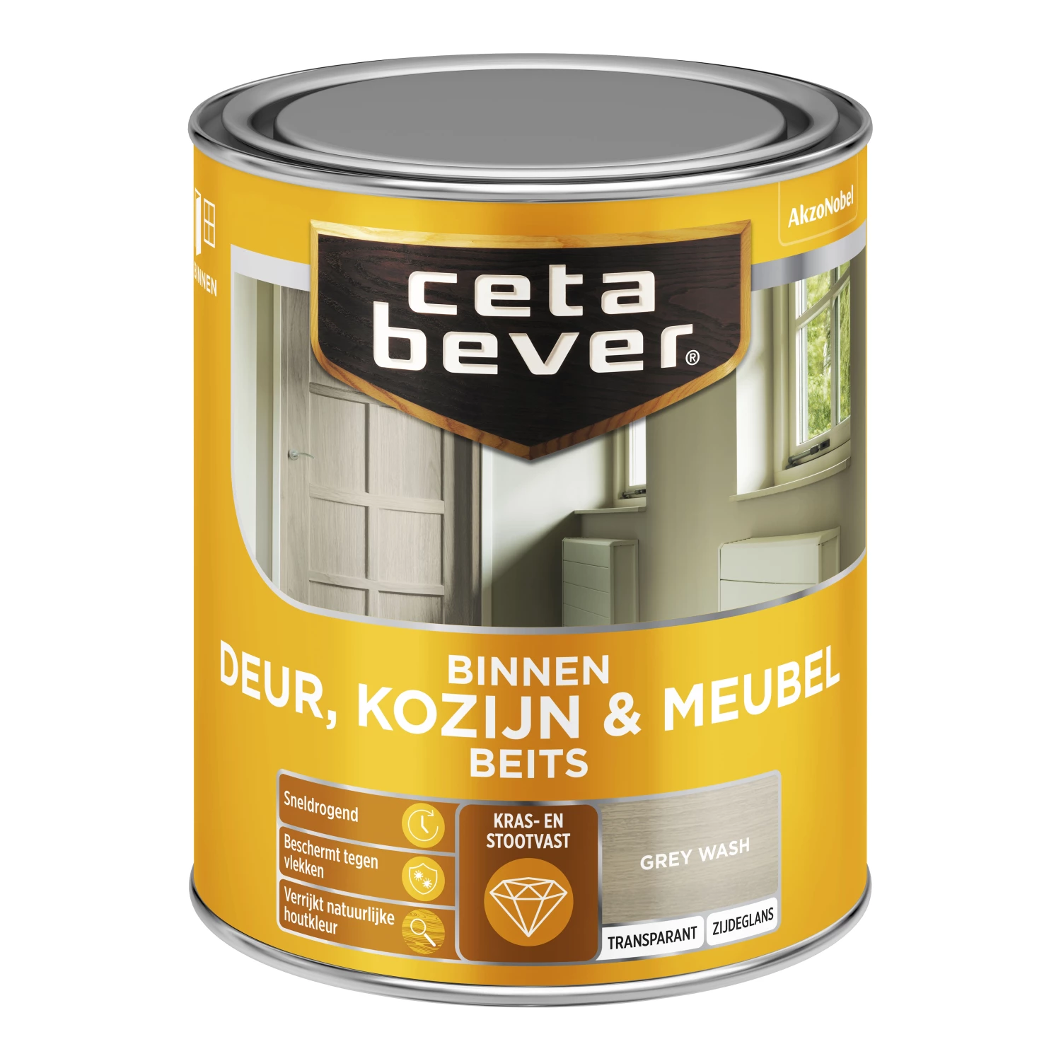 Cetabever Binnenbeits Deuren & Kozijnen Transparant Zijdeglans - Grey Wash - 750ml-image