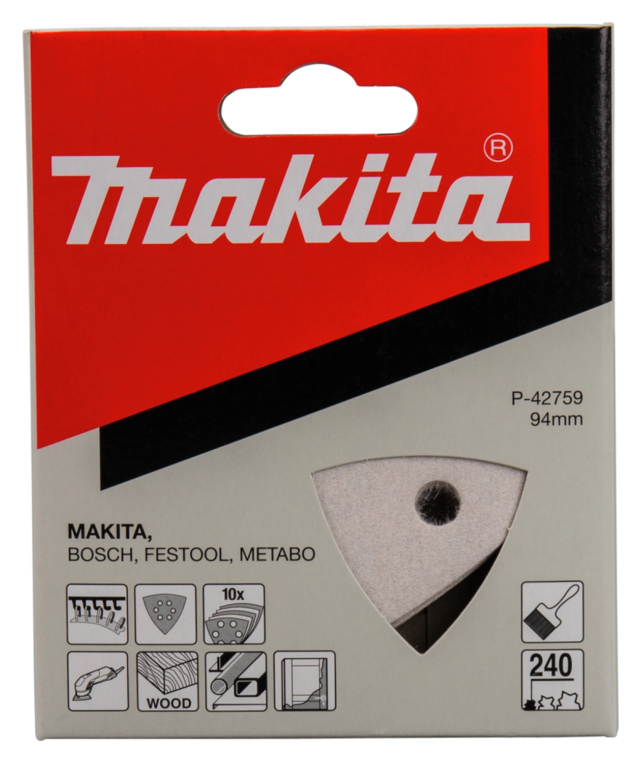 Makita P-42759 Deltaschuurvel White - K240 - 94x94x94mm (10st)-image