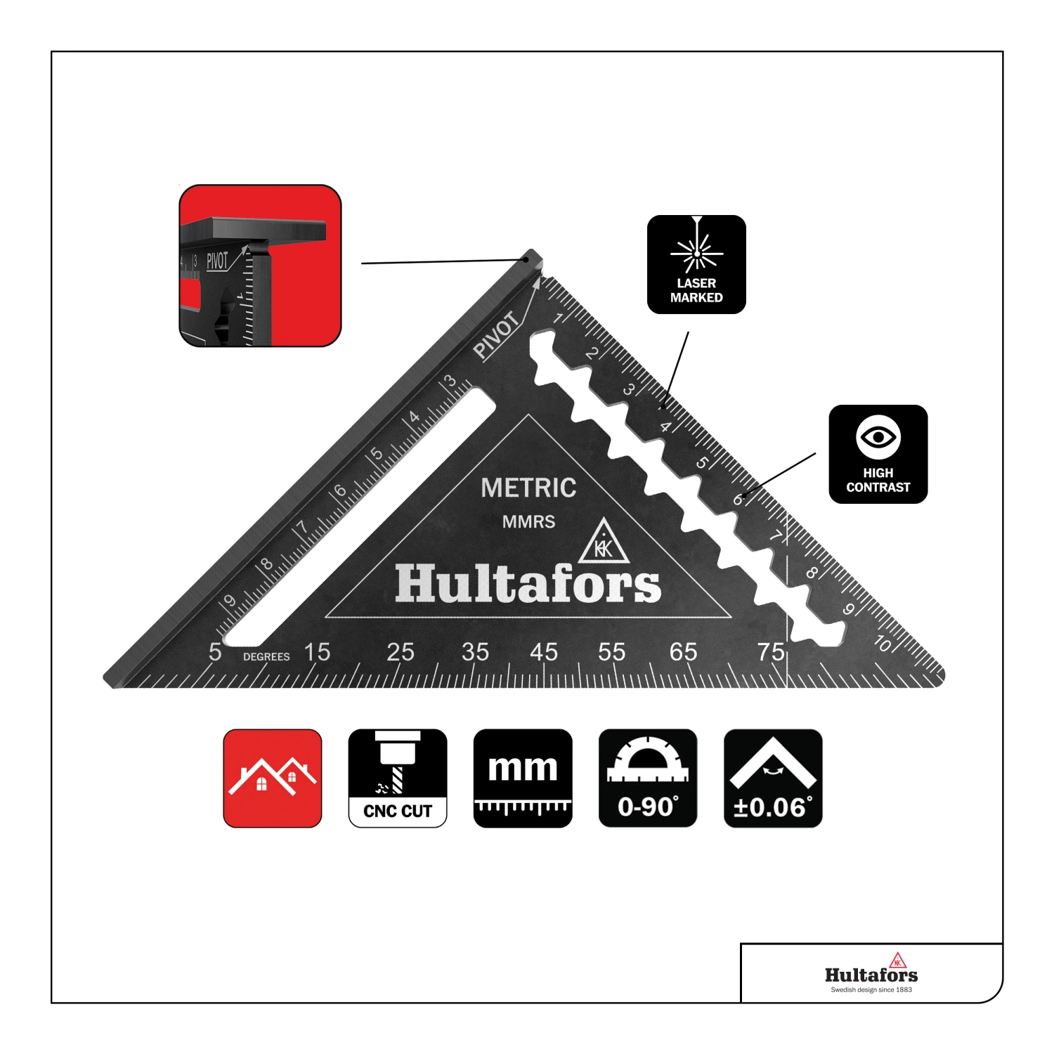 Hultafors MRS Metric Rafter Square Meetdriehoek - 11 cm