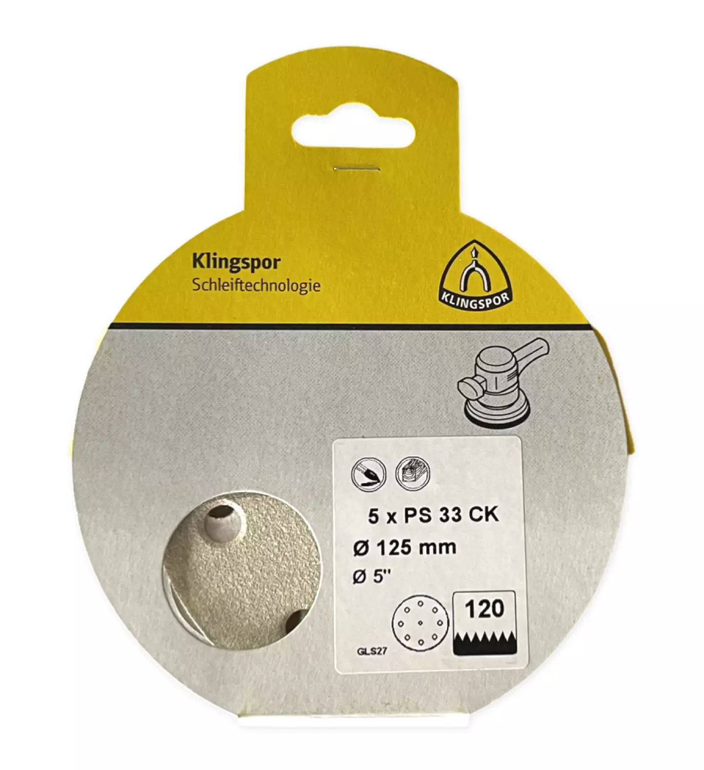 Klingspor Schuurpapier Rond 125 Klitteband 5 St 9 Gaten P120-image