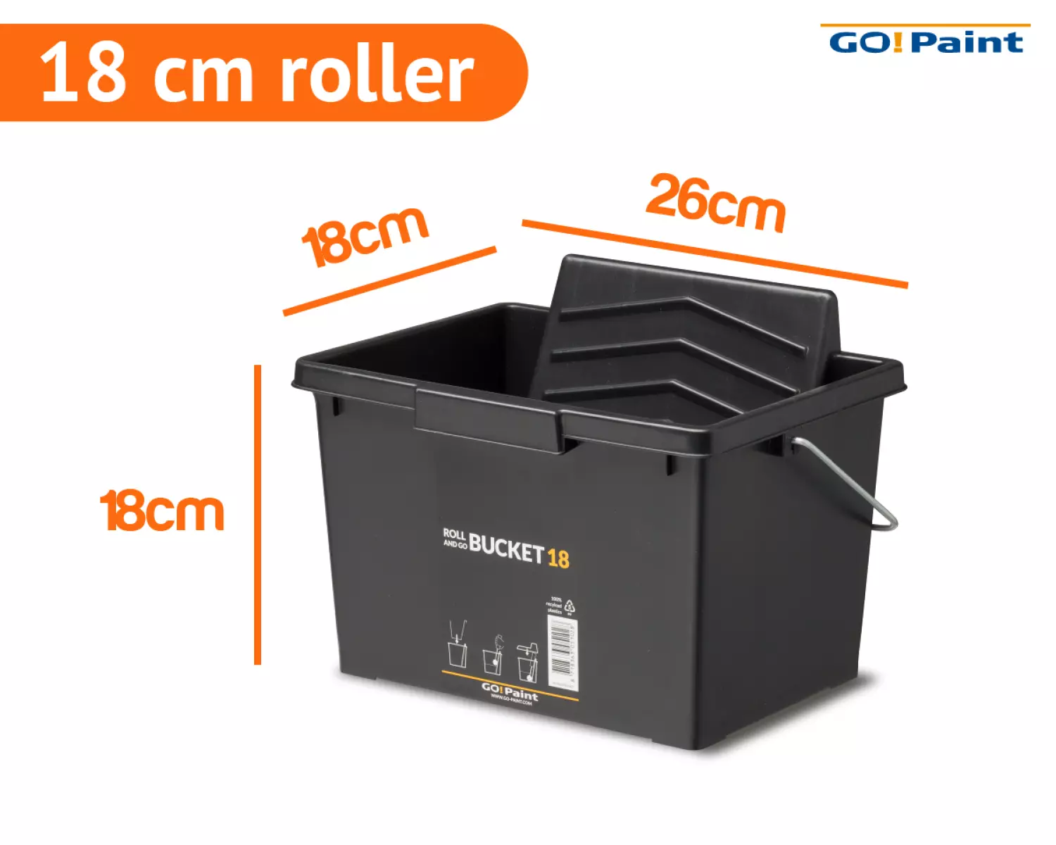 Go!Paint Roll And Go Bucket 18 - 8L - Roller 18cm-image