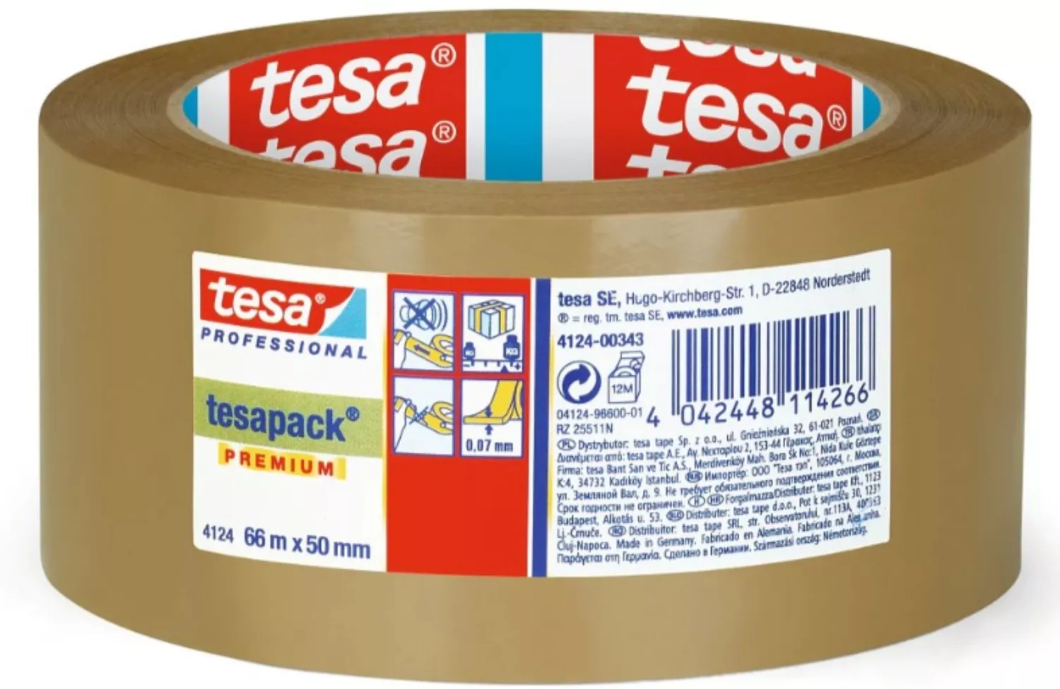 Tesa 4124 Verpakkingstape PVC bruin - 50mm x 66m-image