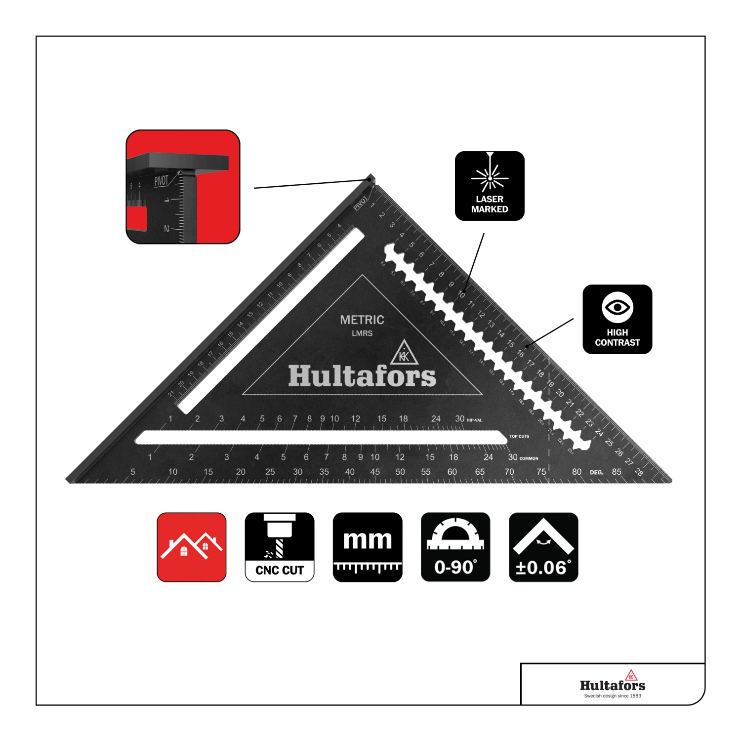 Hultafors LMRS Metric Rafter Square Meetdriehoek - 30 cm-image