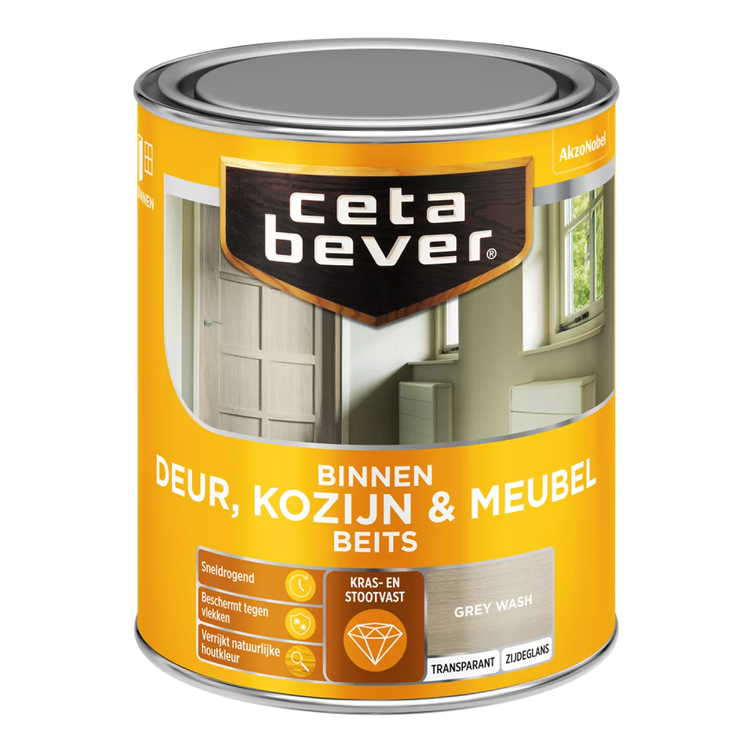 Cetabever Binnenbeits Deuren & Kozijnen Transparant Zijdeglans - Grey Wash - 0,75L-image