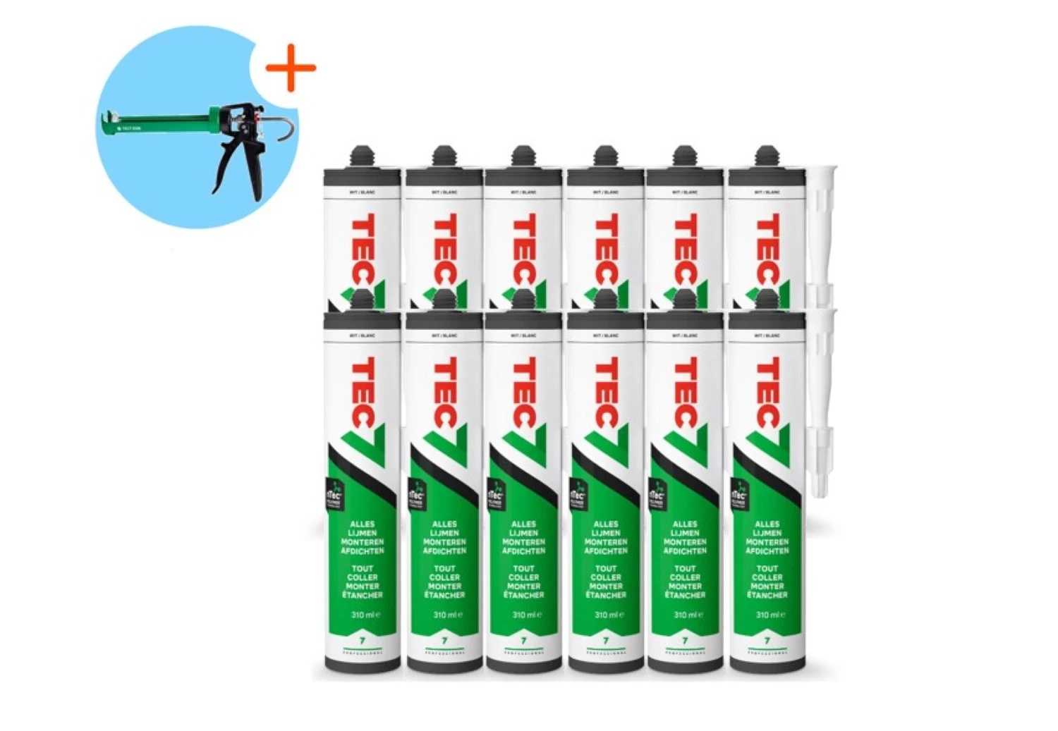 TEC7 Montagekit - Wit - 12 stuks - met Gratis Tec Gun Kitpistool-image