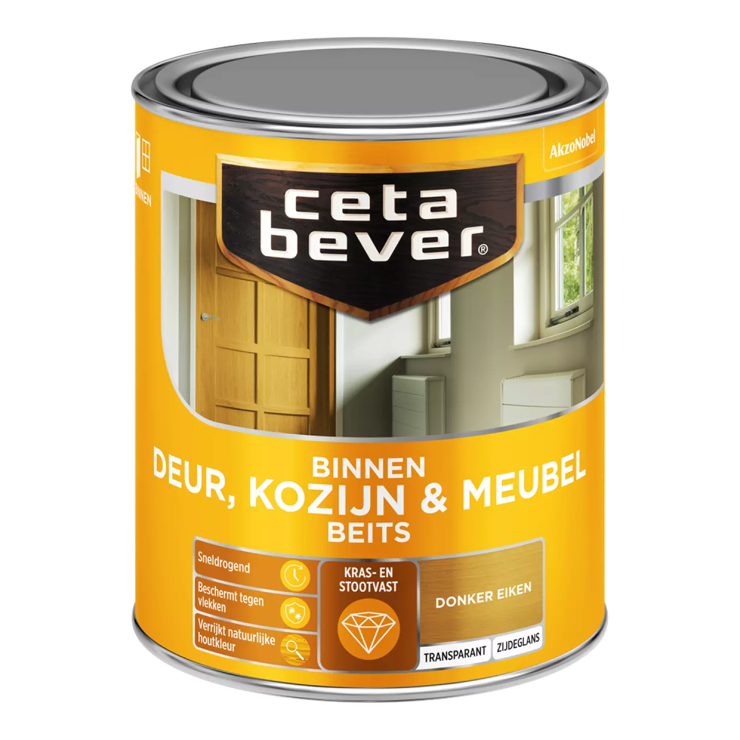Cetabever Binnenbeits Deuren & Kozijnen Transparant Zijdeglans - Donker Eiken - 0,75L-image