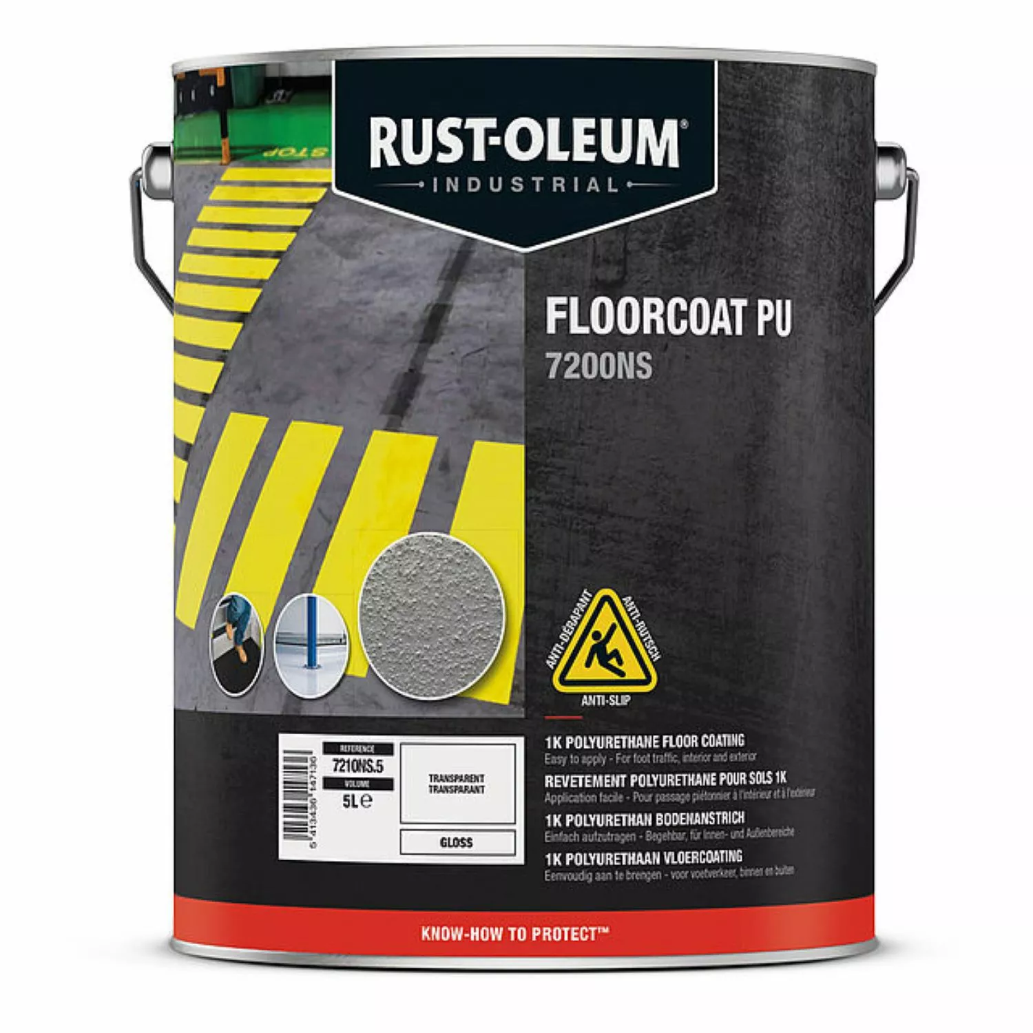 Rust-Oleum 7200NS Floorcoat PU  - AntiSlip - Zilvergrijs Hoogglans - 5L-image