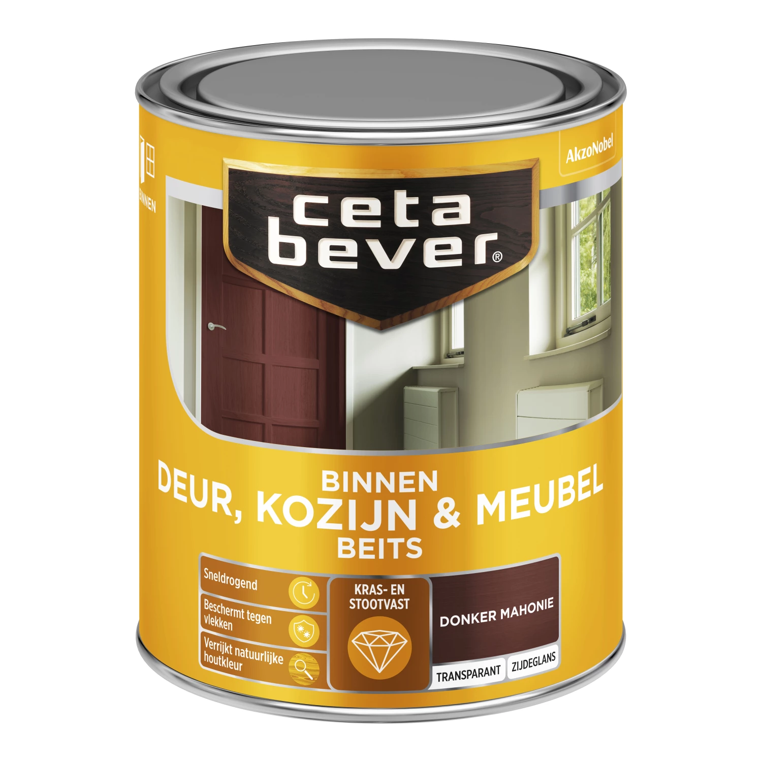 Cetabever Binnenbeits Deuren & Kozijnen Transparant Zijdeglans - Donker Mahonie - 750ml-image