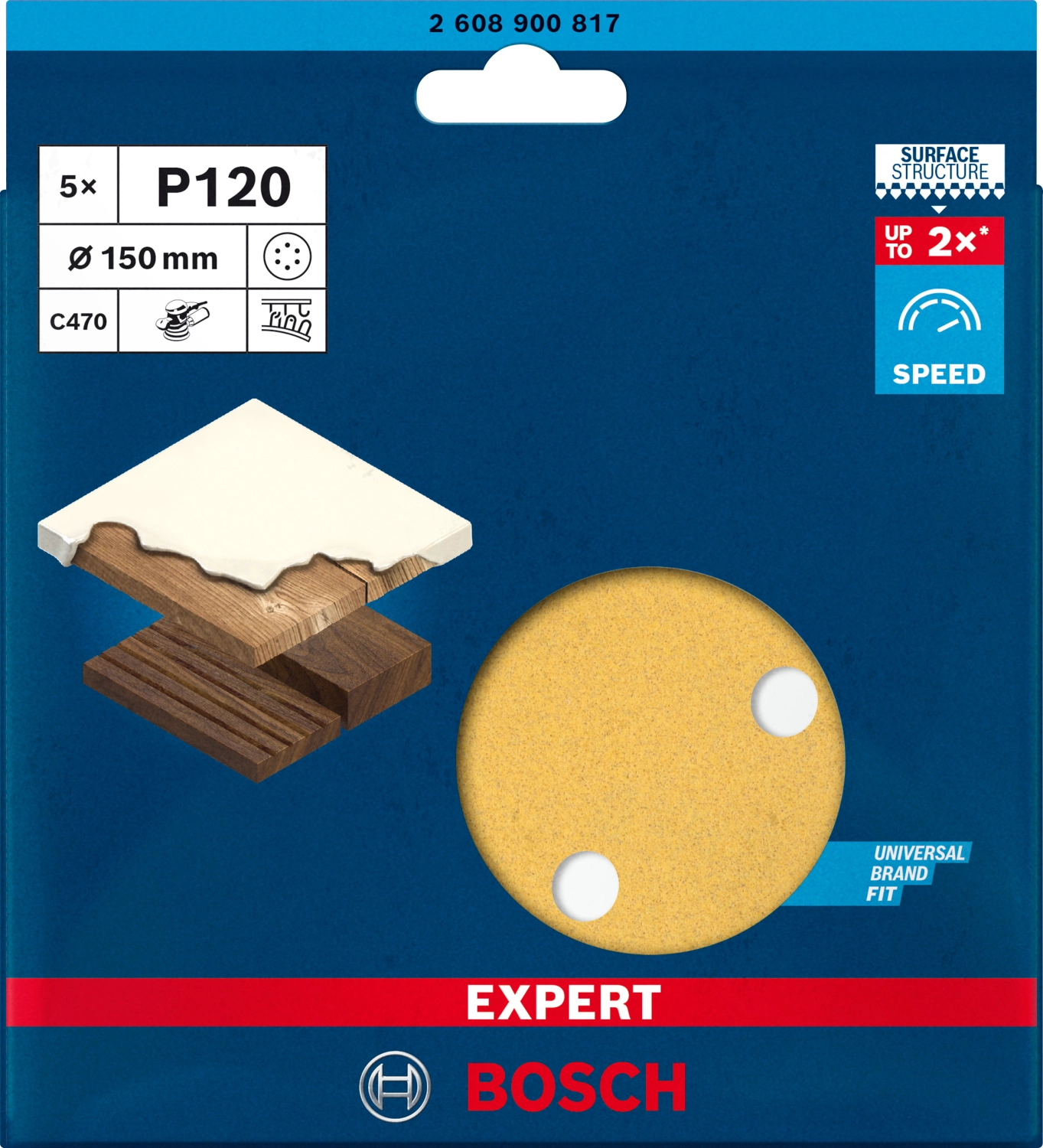 Bosch 2608900817 EXPERT Schuurvel C470 Best for Wood and Paint -  150mm - K120 - 6 gaten - 5st-image