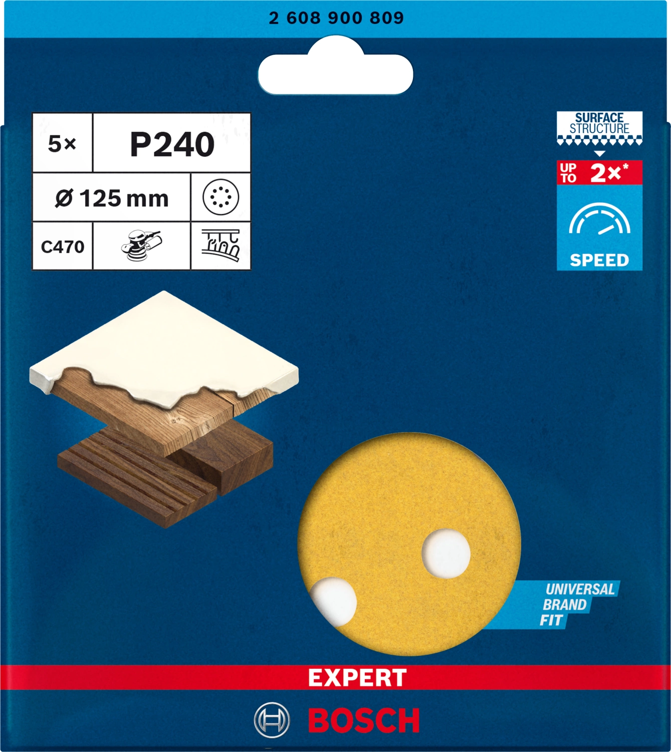 Bosch 2608900809 EXPERT Schuurvel C470 Best for Wood and Paint -  125mm - K240 - 8 gaten - 5st-image