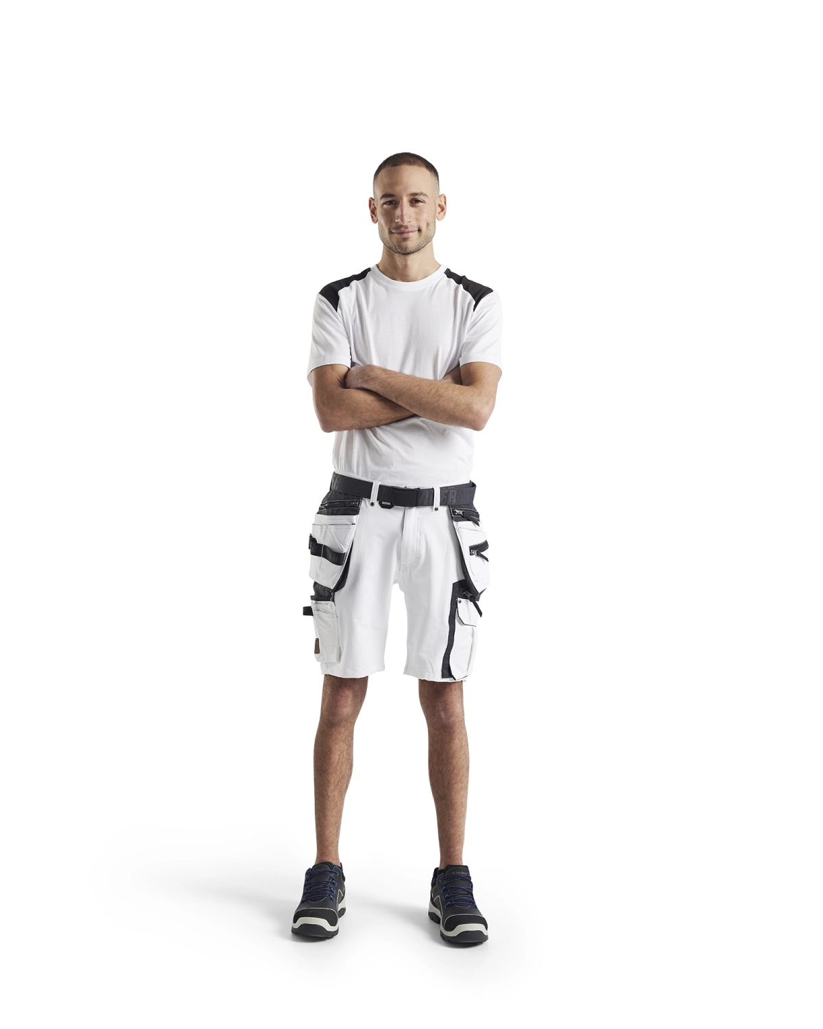 Blåkläder 1088 Werkbroek kort voor schilder/stucadoor met 4-weg stretch - wit/donkergrijs - 50 (M)-image