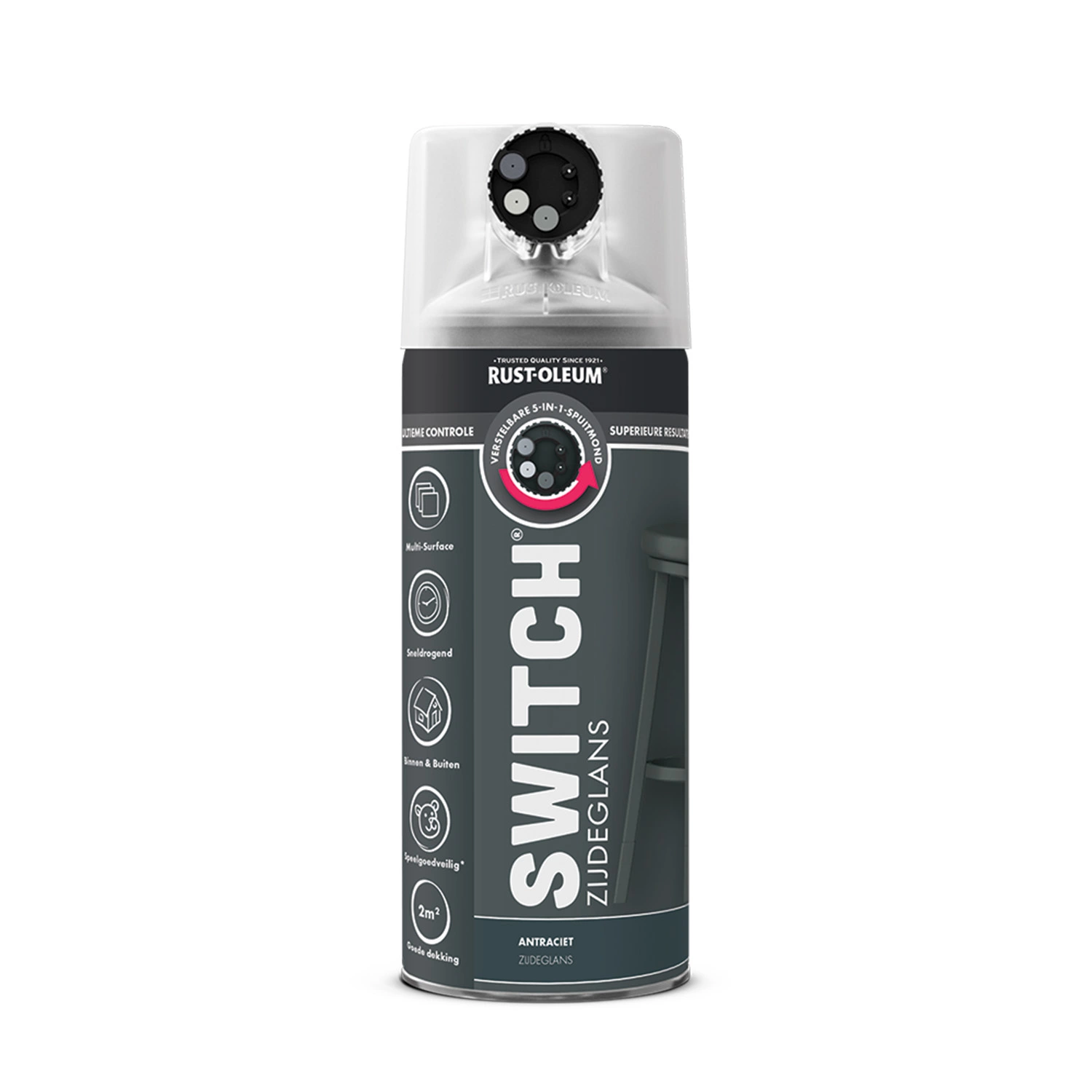 Rust-Oleum Switch Spuitlak - Zijdeglans Antraciet - 400ml-image