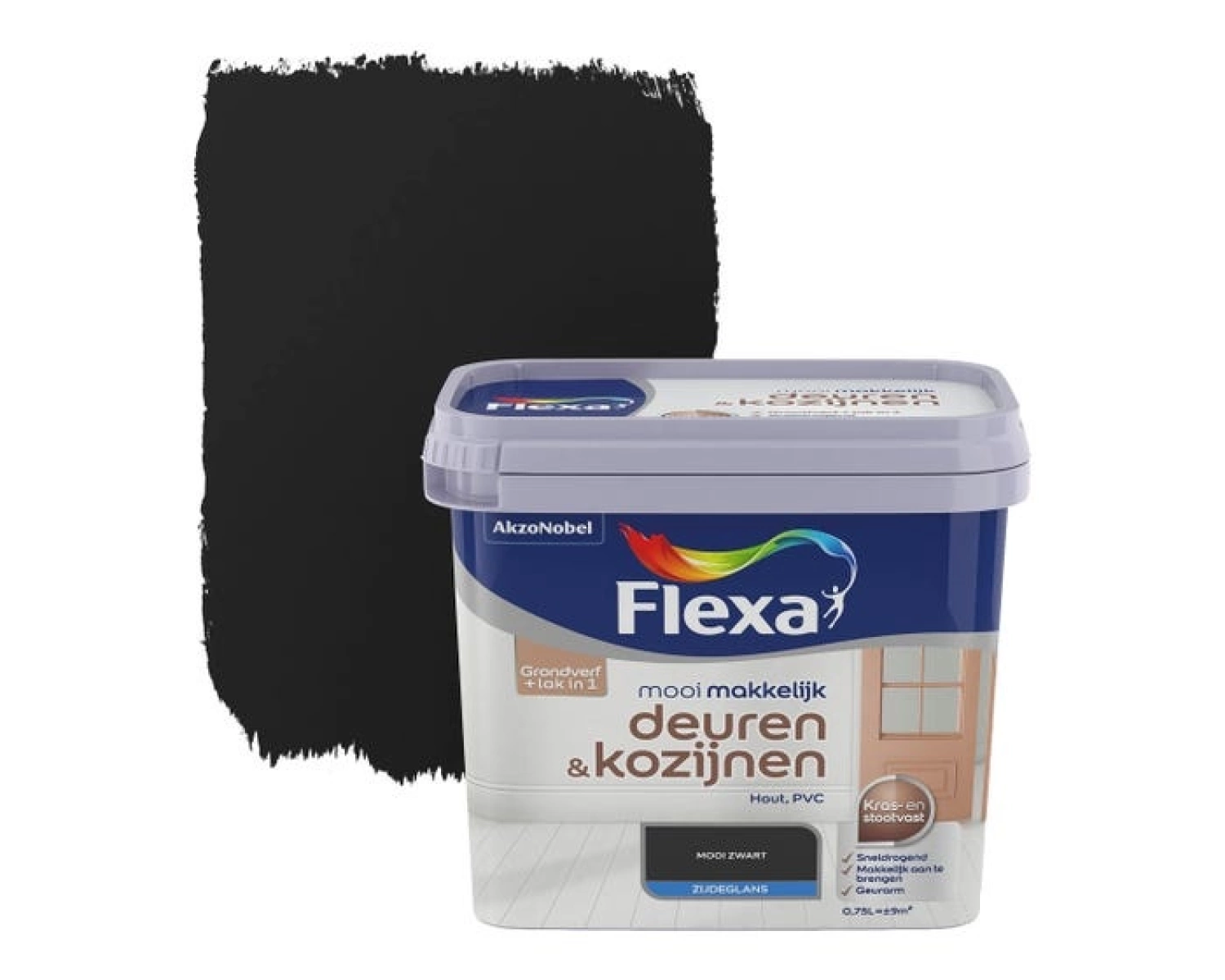 Flexa Mooi Makkelijk Deuren & Kozijnen Zijdeglans - zwart - 0,75L-image