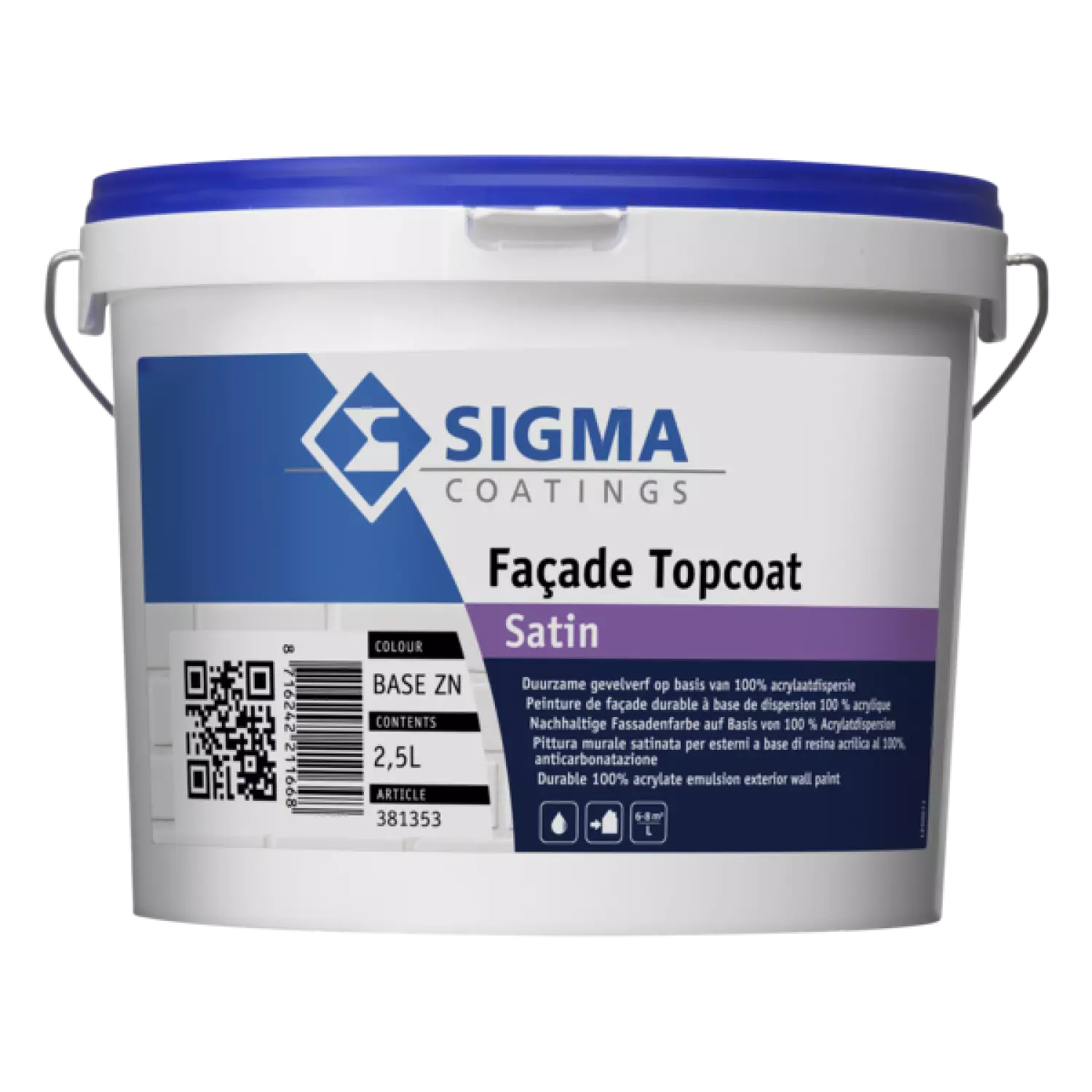 Sigma Facade Topcoat Satin Basis Zn 2,5 L-image