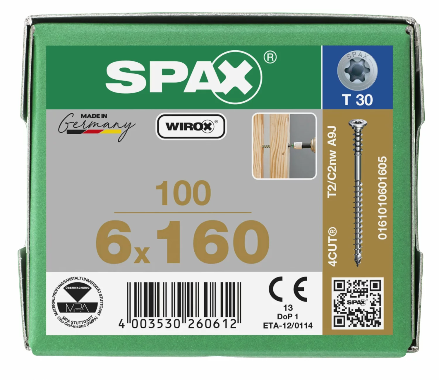 SPAX Stelschroeven platkop - deeldraad - T30 - 6.0x160 mm (100st)-image