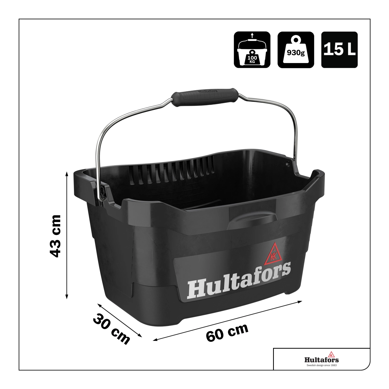 Hultafors TB-15 Tool Bucket Gereedschapsemmer - 15L - Zwart-image