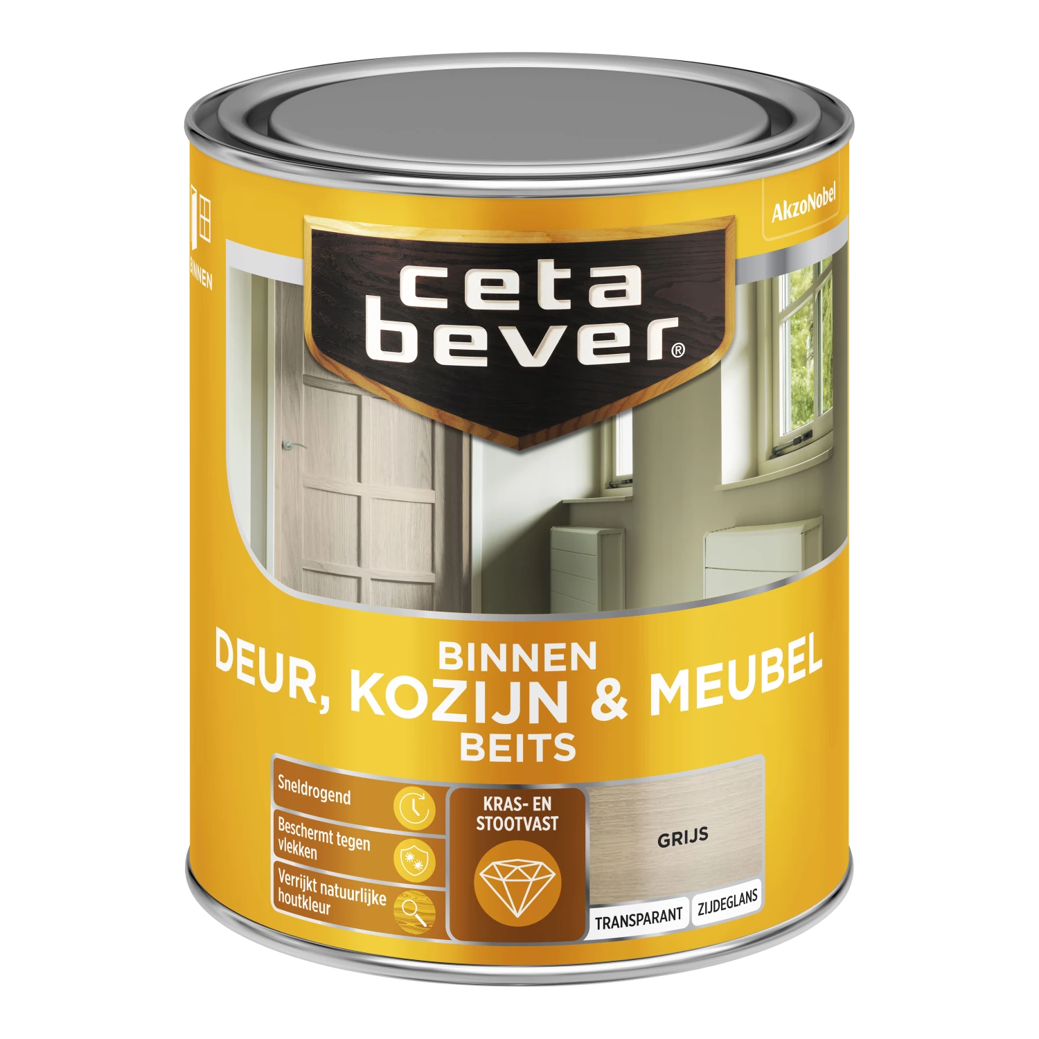 Cetabever Binnenbeits Deuren & Kozijnen Transparant Zijdeglans - Grijs - 750ml-image