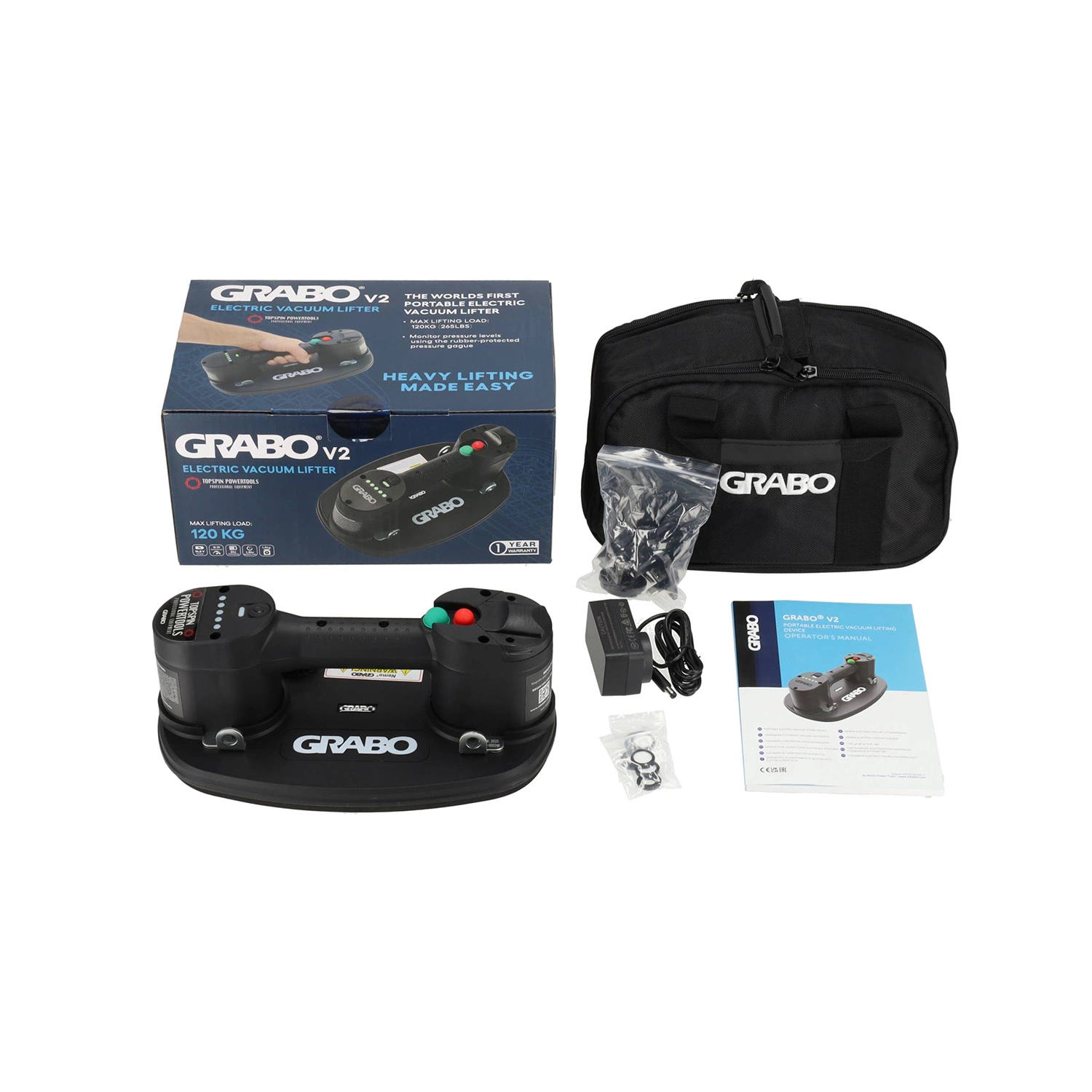 Grabo Plus Elektrische Vacuüm Tegeldrager - 120kg - in beschermtas-image