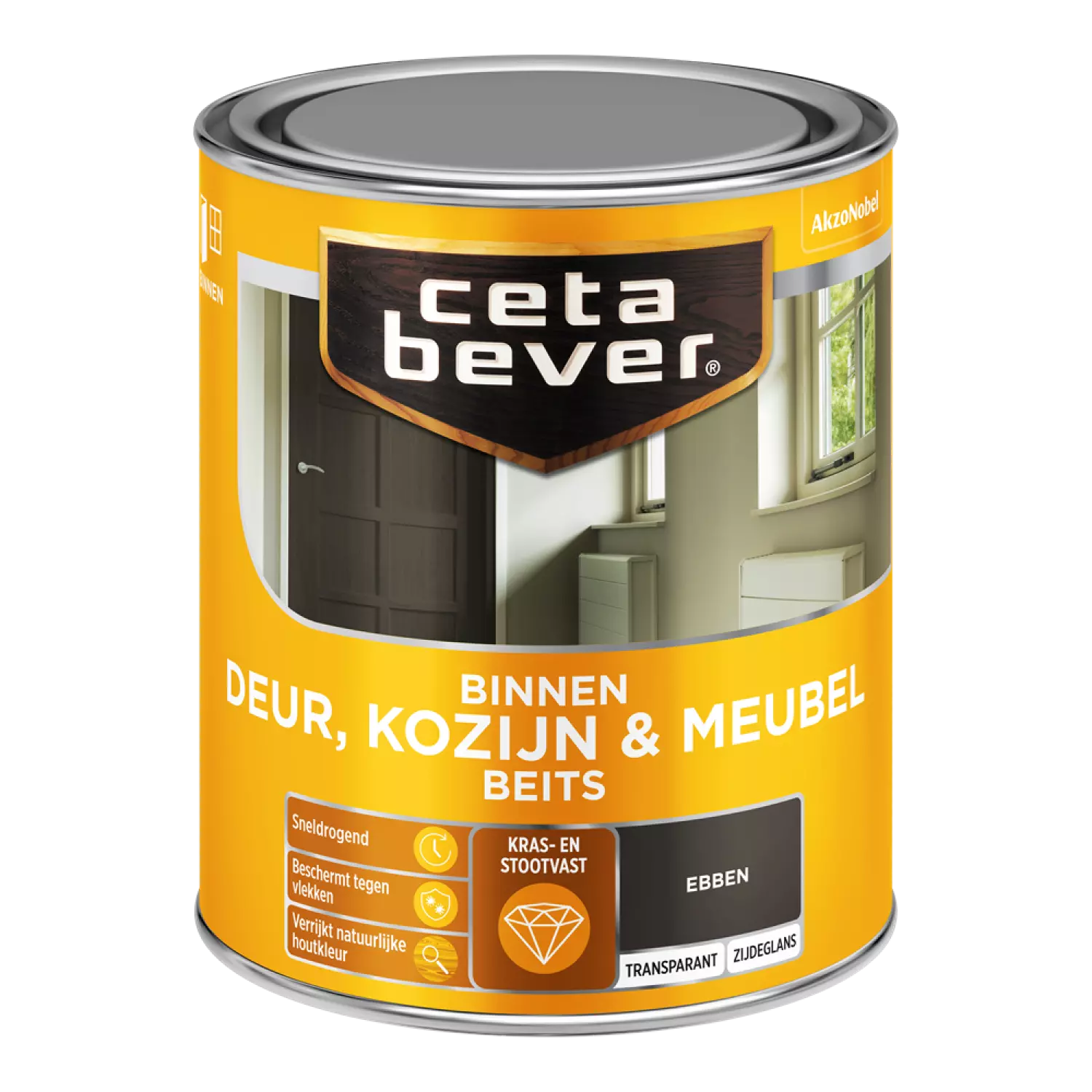 Cetabever Binnenbeits Deuren & Kozijnen Transparant Zijdeglans - Ebben - 0,75L-image