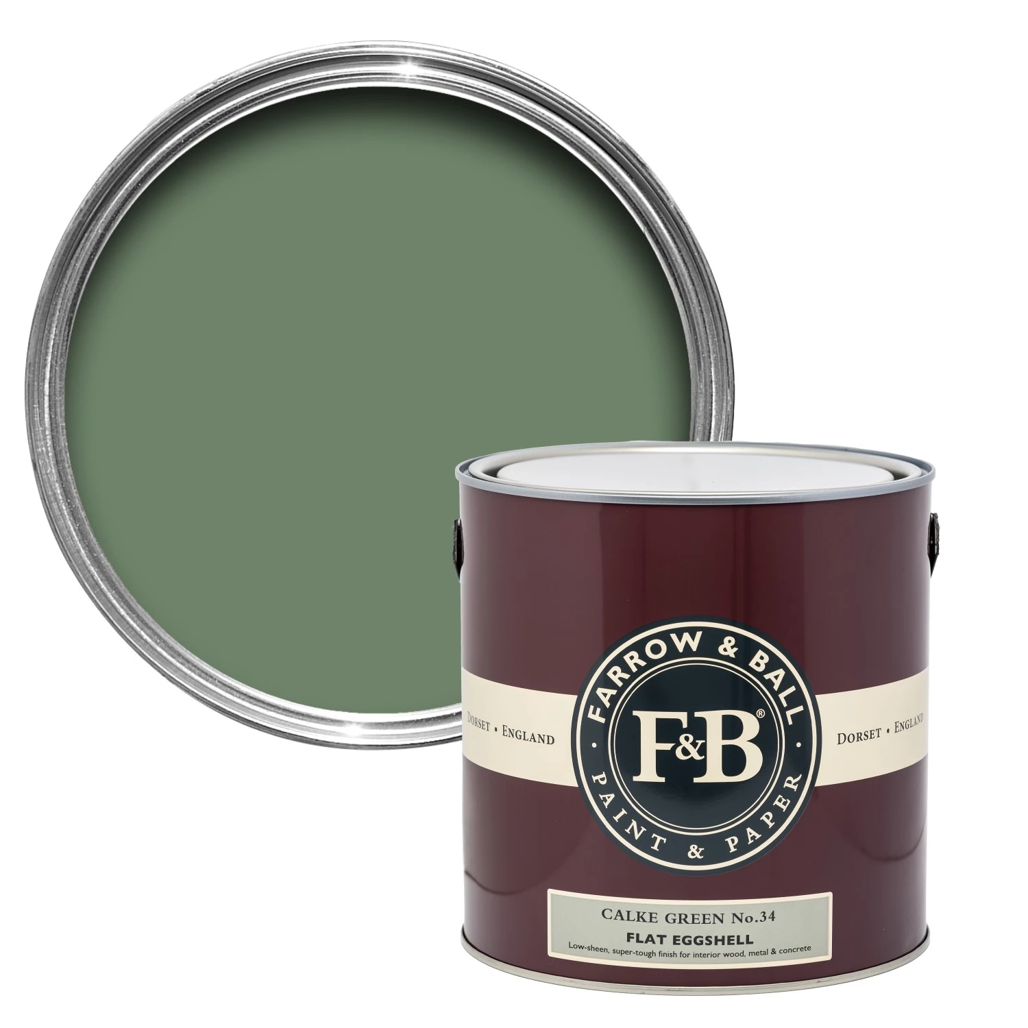 Farrow & Ball Flat Eggshell Calke Green No.34 - 750ml-image