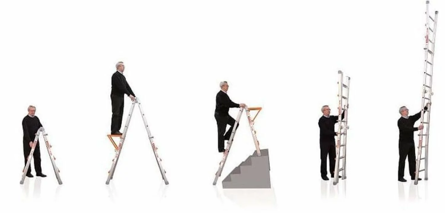 Little Jumbo Waku Model 0 Telescopische vouwladder - max. werkhoogte 3.48m - 4x3 sporten-image