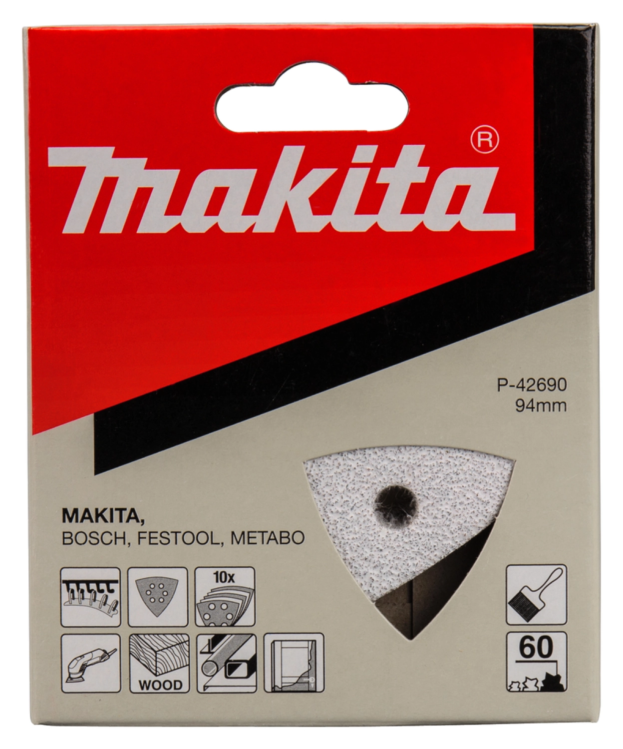 Makita P-42690 Deltaschuurvel White - K60 - 94x94x94mm (10st)-image