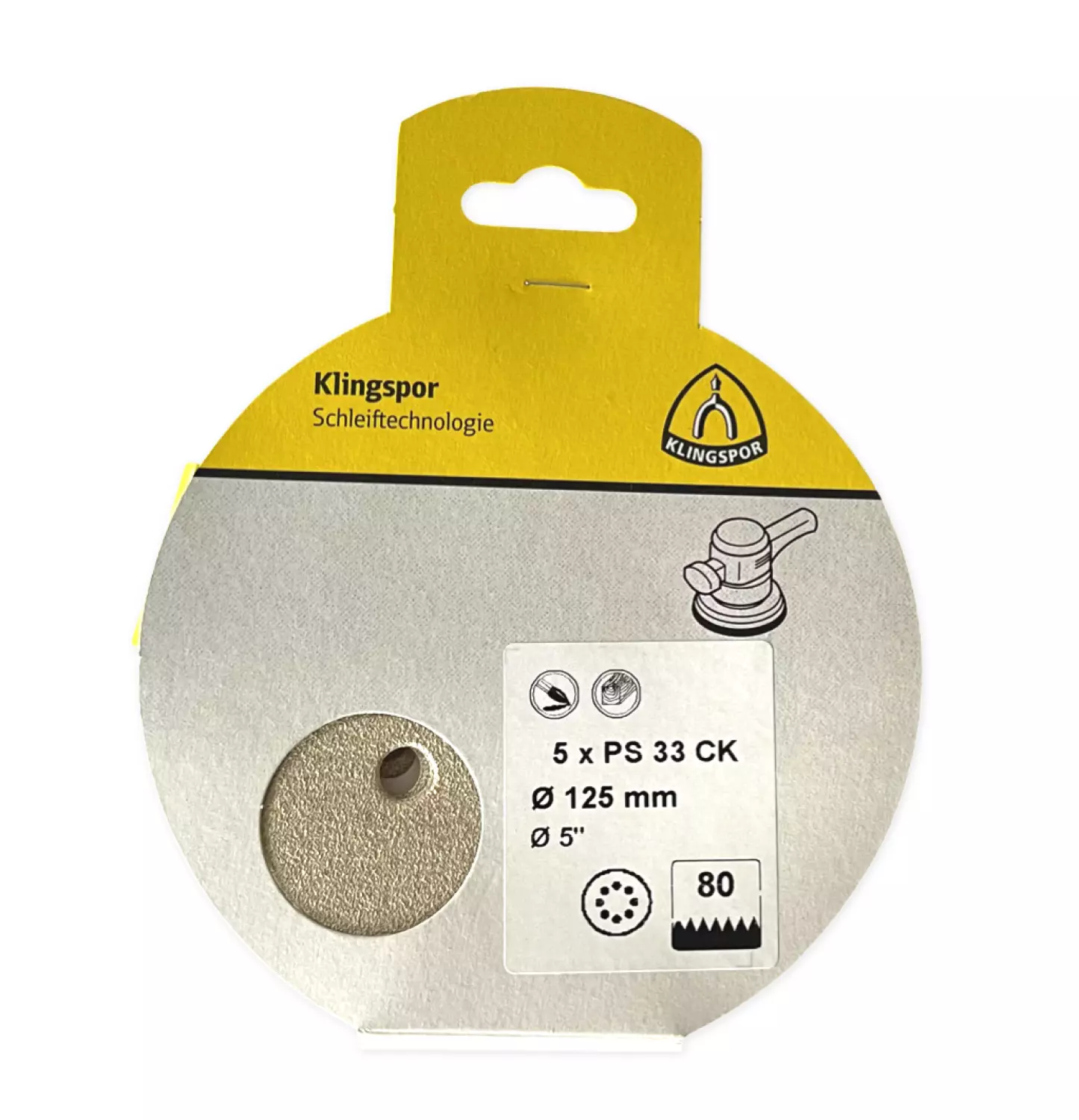 Klingspor Schuurpapier Rond 125 Klitteband 8 Gaten 5st P80-image