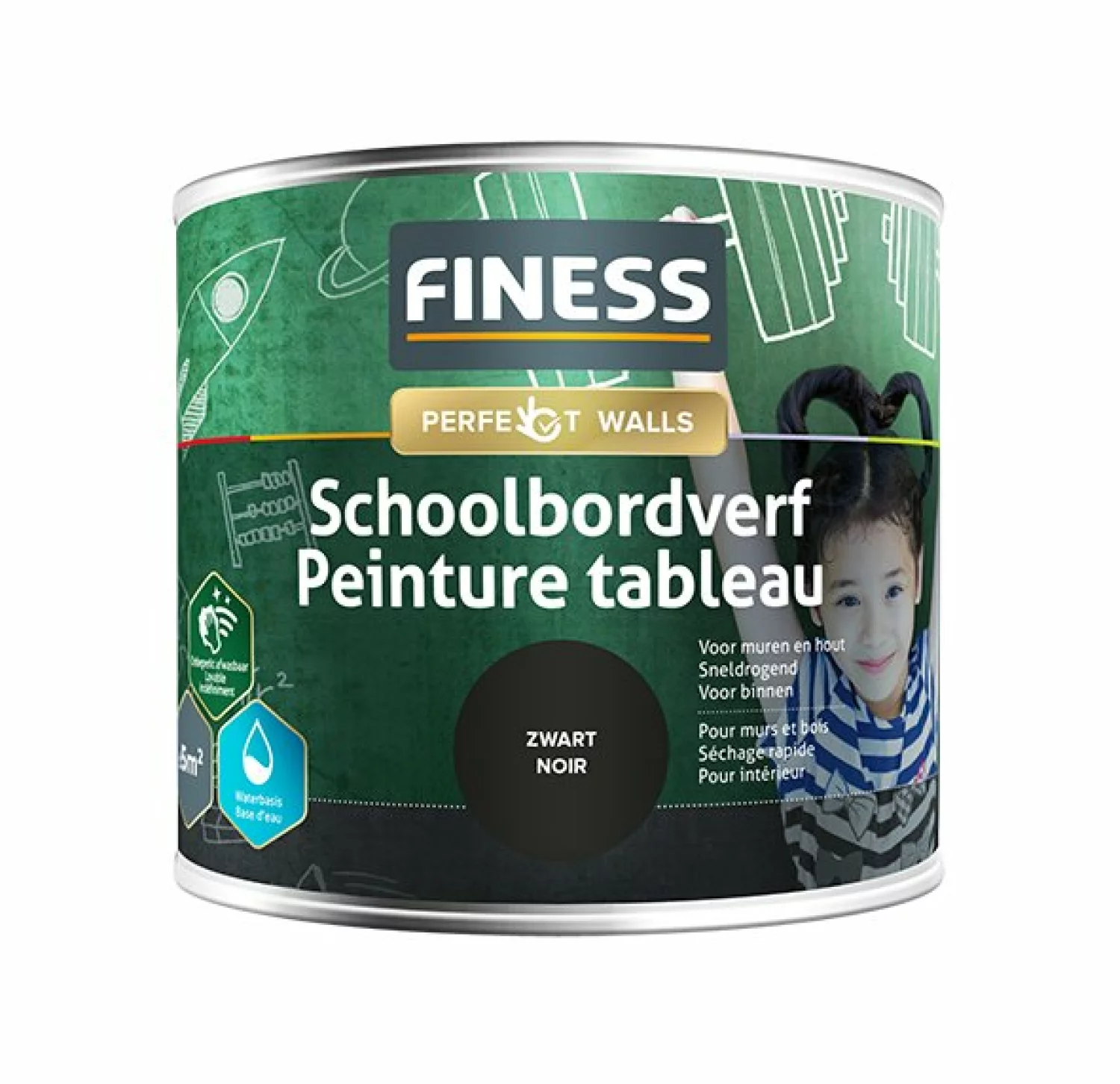 Finess Schoolbordverf Acryl 1428 - Zwart - 0,5L-image