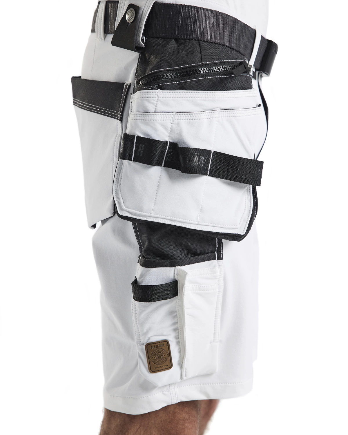 Blåkläder 1088 Werkbroek kort voor schilder/stucadoor met 4-weg stretch - wit/donkergrijs - 50 (M)-image