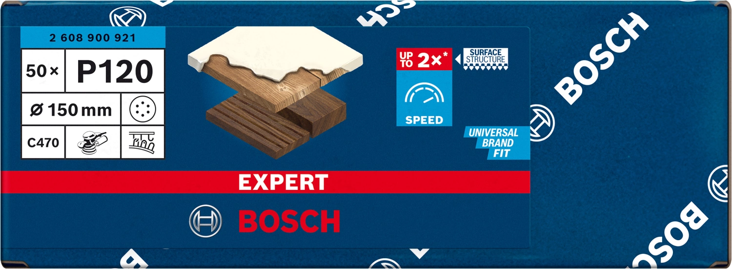 Bosch 2608900921 EXPERT Schuurvel C470 Best for Wood and Paint - 150mm - K120 - 6 gaten - 50st-image