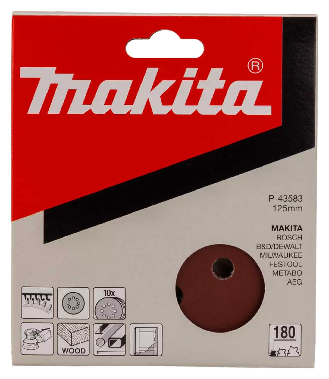 Makita P-43583 Schuurschijf Red - K180 - 125mm (10st)-image