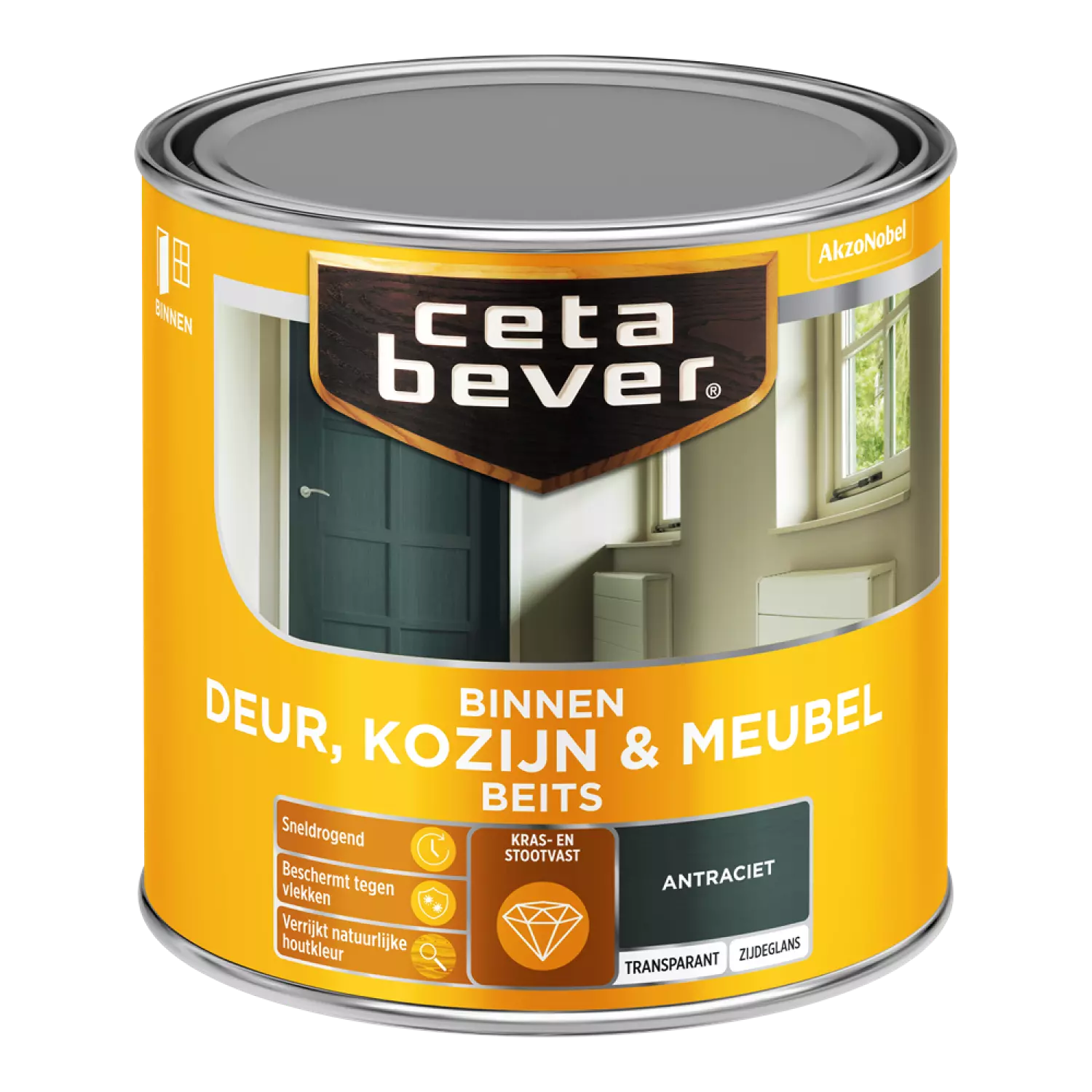 Cetabever Binnenbeits Deuren & Kozijnen Transparant Zijdeglans - Antraciet - 250ml-image