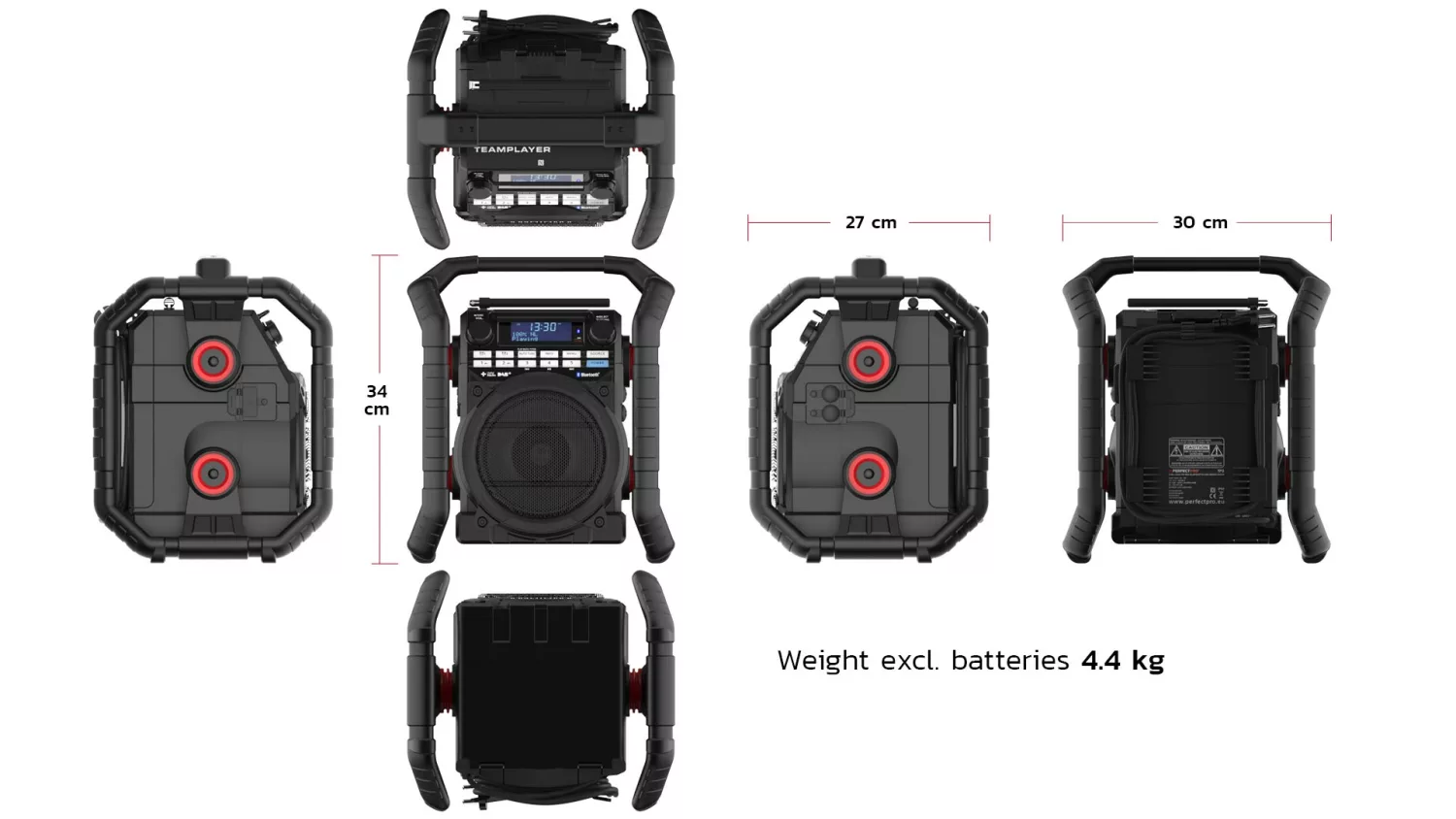 PerfectPro TP3 Bouwradio - FM RDS - DAB+ - Bluetooth - aux in - werkt op stroom & batterij-image