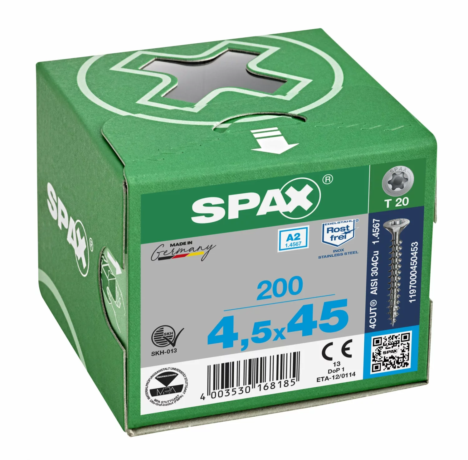 SPAX RVS schroeven verzonken kop - voldraad - T20 - 4.5x45 mm (200st)-image