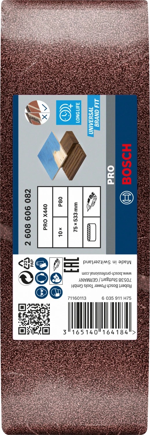 Bosch 2608606082 Schuurband X440 - K80 - 75 x 533mm (10st)-image