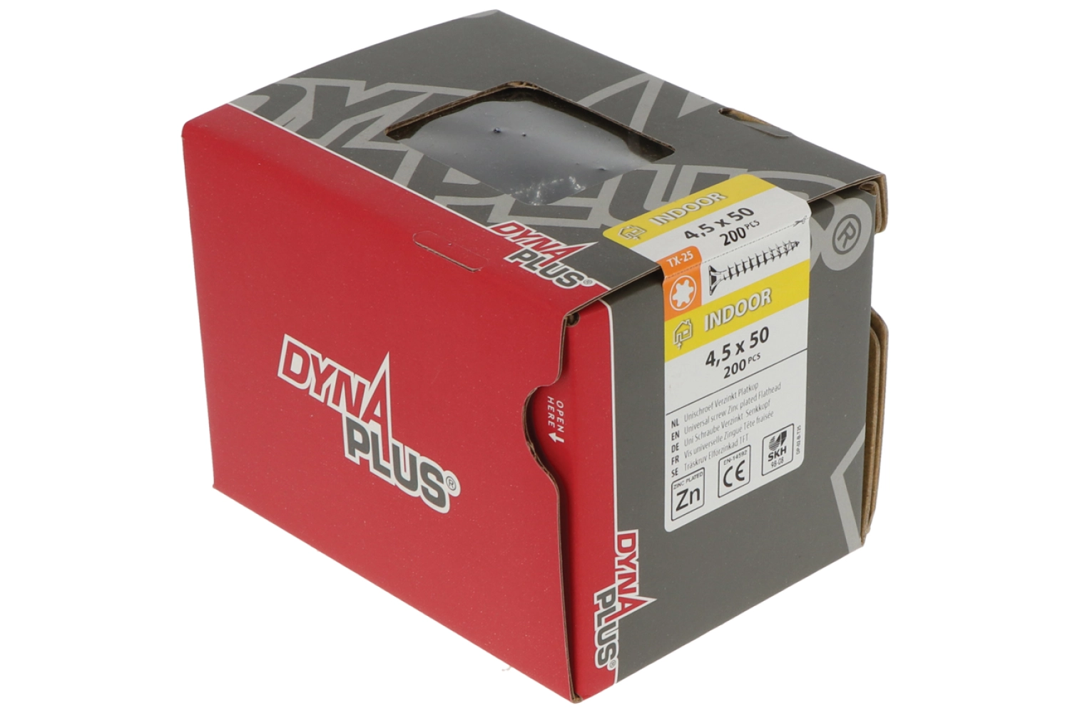 DynaPlus 0281.01.33901 Unischroef - TX25 - 4.5 x 50mm - Platkop - Voldraad - Verzinkt (200st)-image