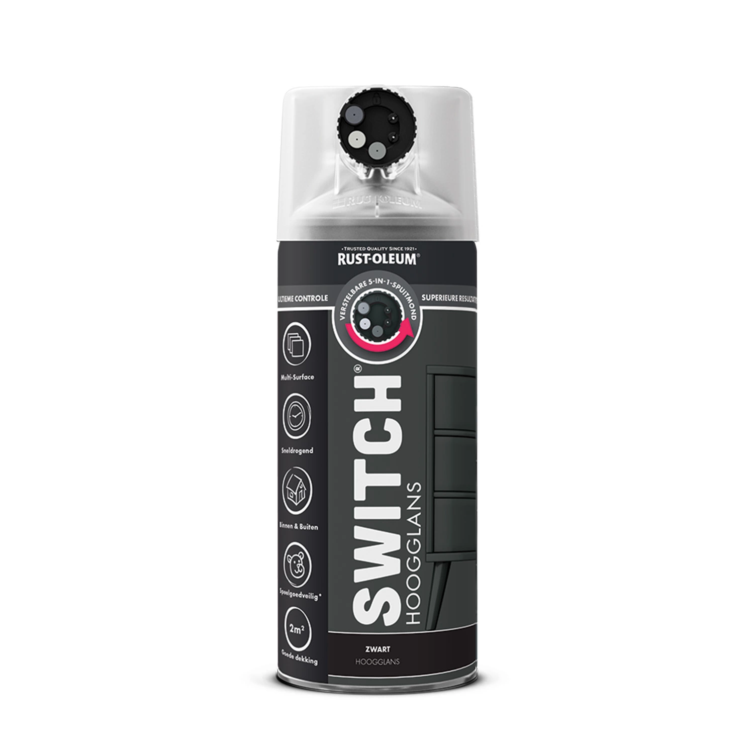 Rust-Oleum Switch Spuitlak - Hoogglans Zwart - 400ml-image
