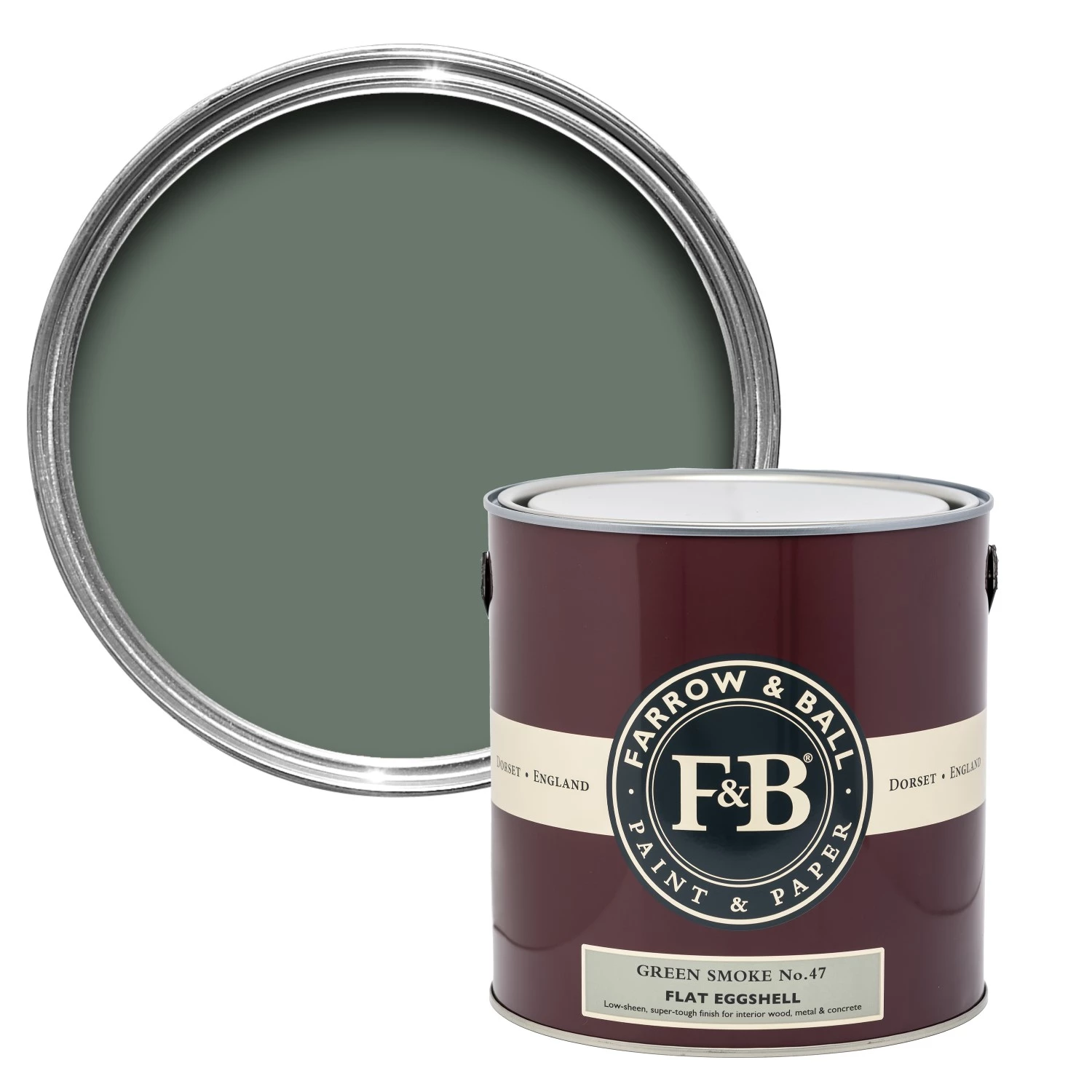 Farrow & Ball Flat Eggshell Green Smoke No.47 - 2,5L-image