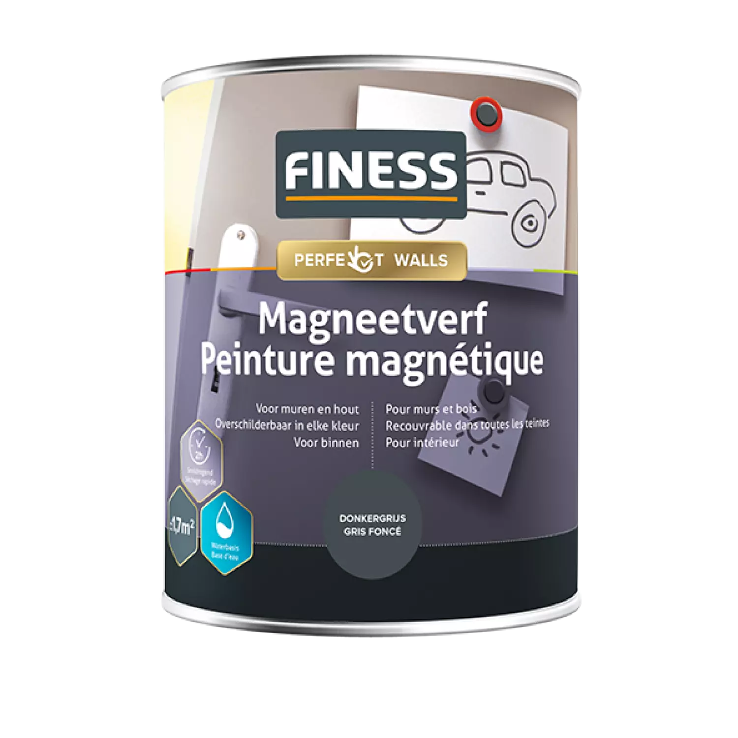 Finess Magneetverf Acryl - Donkergrijs - 1L-image