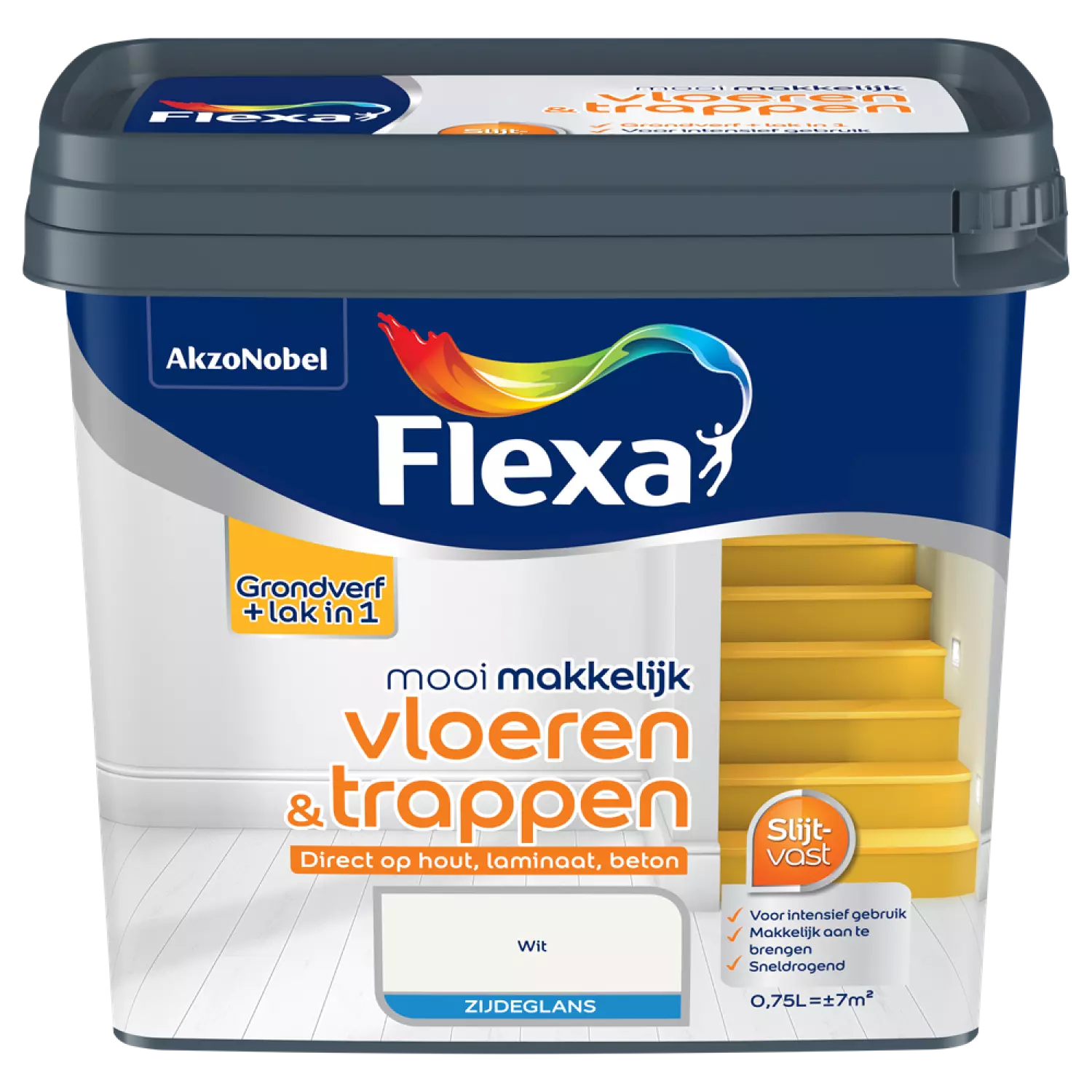 Flexa Mooi Makkelijk Vloeren & Trappen Zijdeglans - wit - 0,75L-image