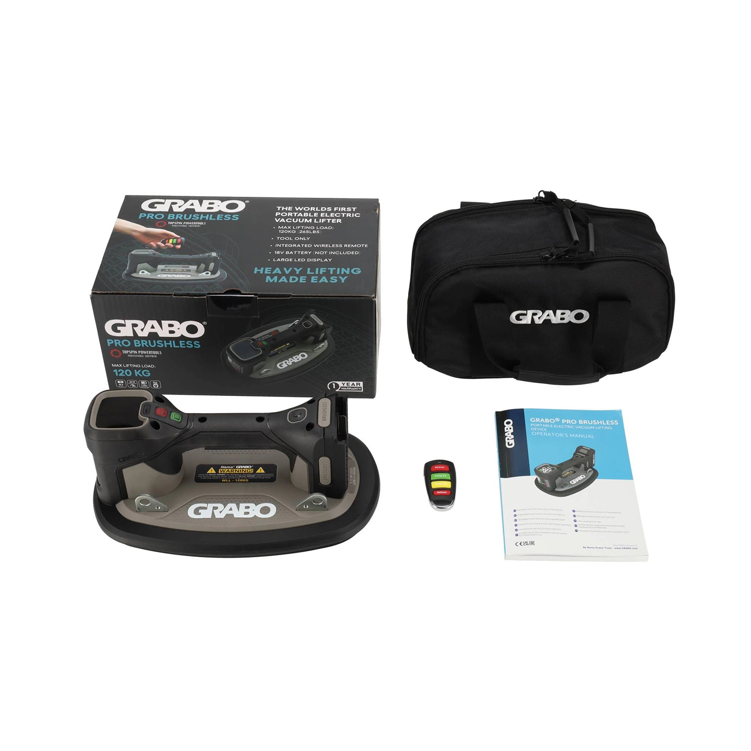 Grabo Pro Brushless Elektrische Vacuüm Tegeldrager Tool only set in tas - 120kg-image