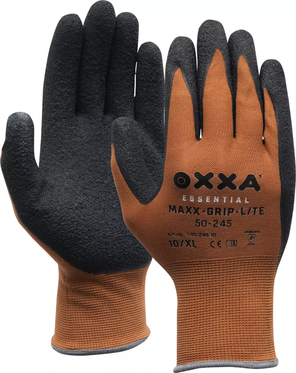 Oxxa 50-245 Maxx-Grip-Lite Werkhandschoenen - Zwart/Bruin - 8/M-image