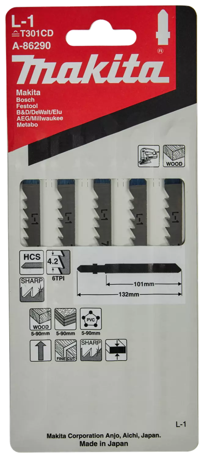 Makita A-86290 HCS Decoupeerzaagblad L1 - zuiver - Hout / Kunststof (5st)-image