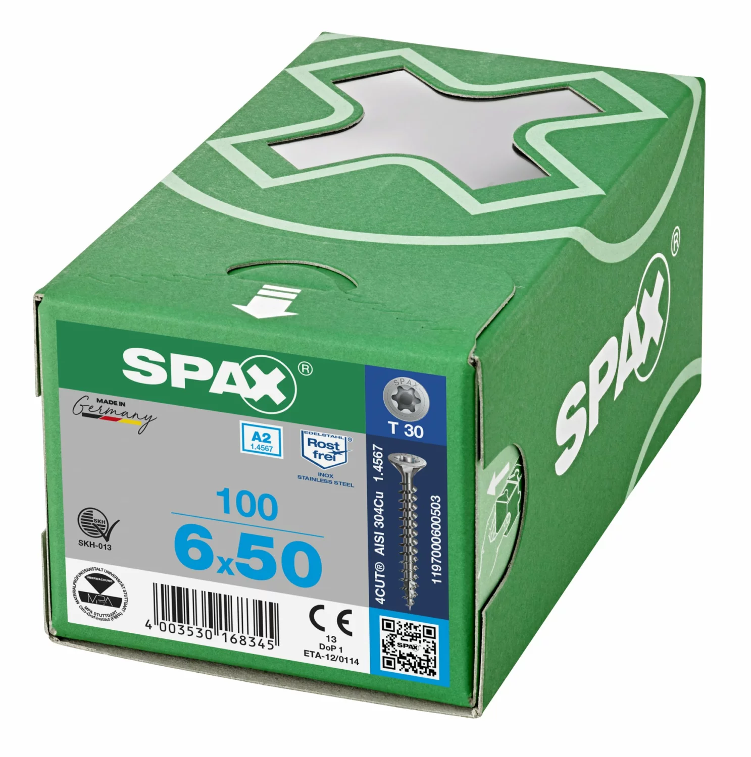 SPAX RVS schroeven verzonken kop - voldraad - T30 - 6.0x50 mm (100st)-image