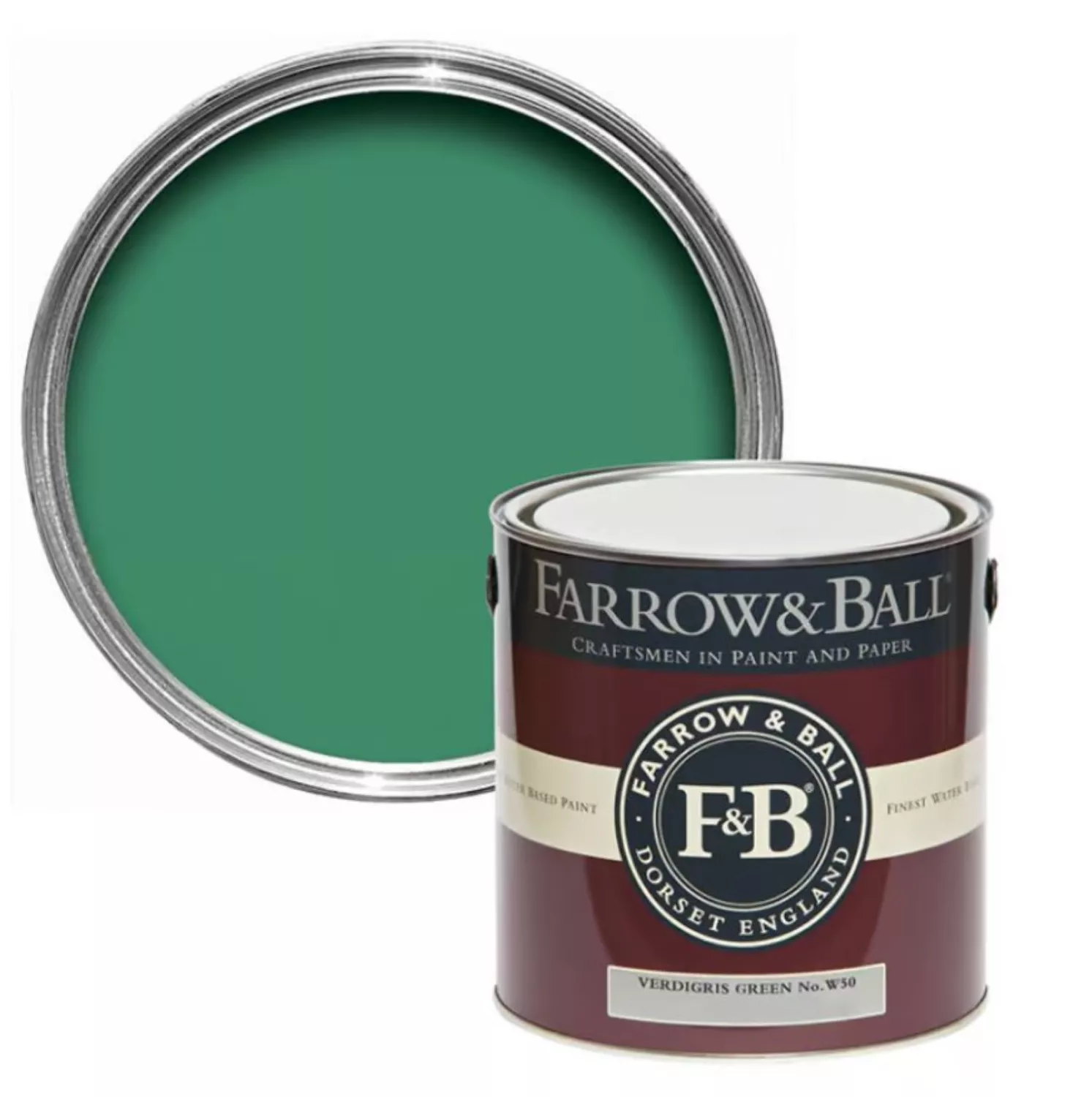 Farrow & Ball Flat Eggshell Verdigris Green No.W50 - 5L-image