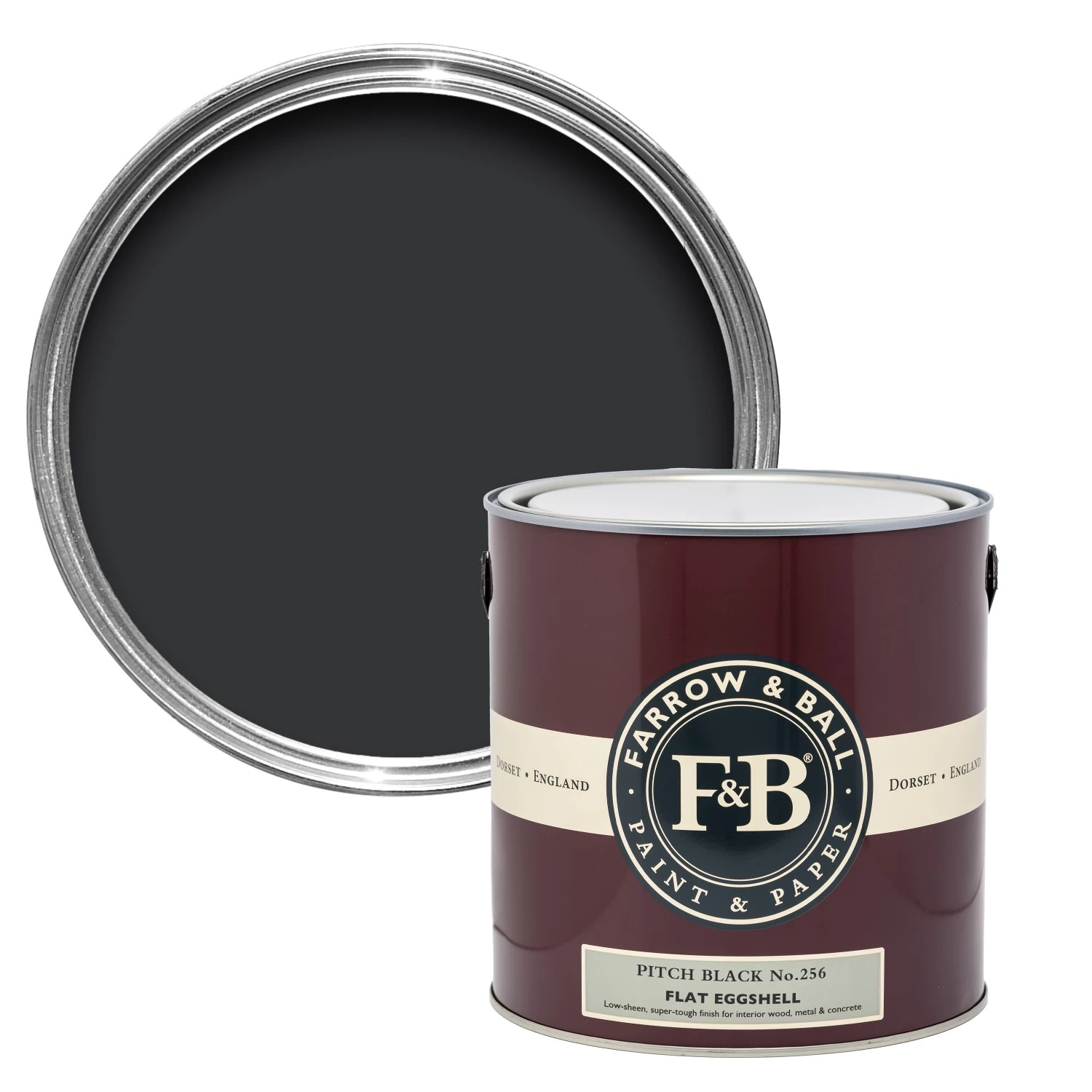 Farrow & Ball Flat Eggshell Pitch Black No.256 - 5L-image