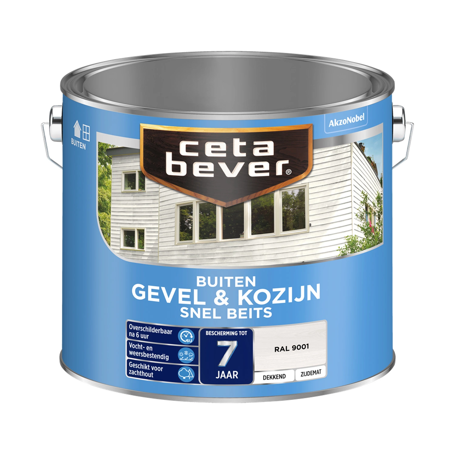 CetaBever Gevel Hout Snel Beits Dekkend - Crèmewit - 2,5L-image