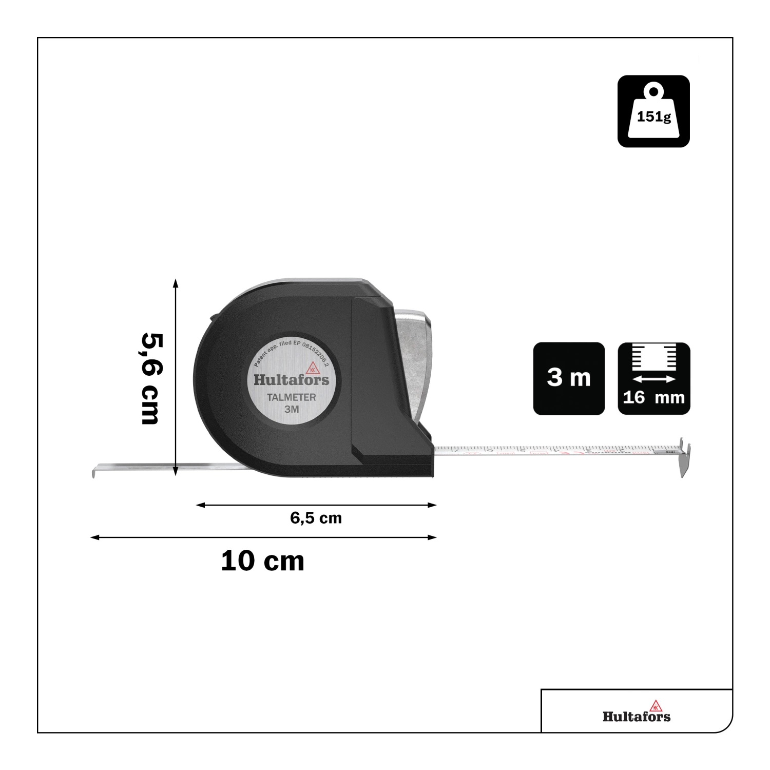 Hultafors TALMETER 3M Markeermeter - 3m