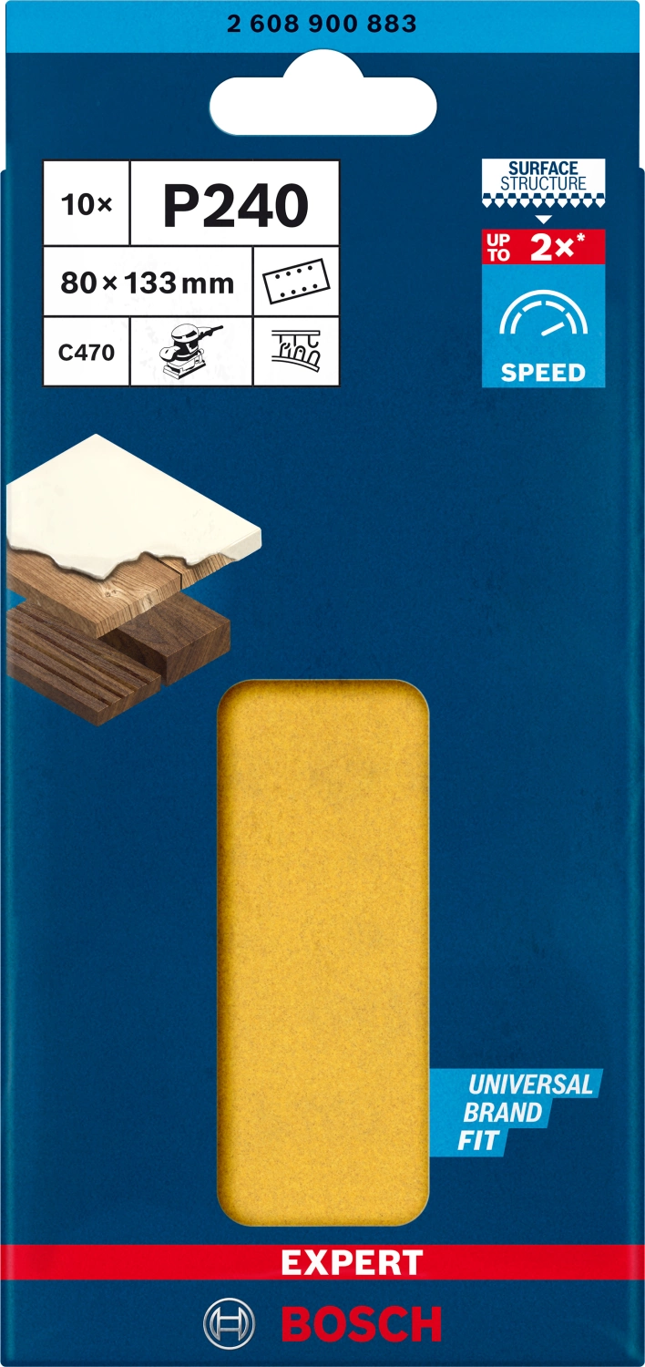 Bosch 2608900883 EXPERT Schuurvel C470 Best for Wood and Paint - 80 x 133mm - K240 - 8 gaten - 10st-image